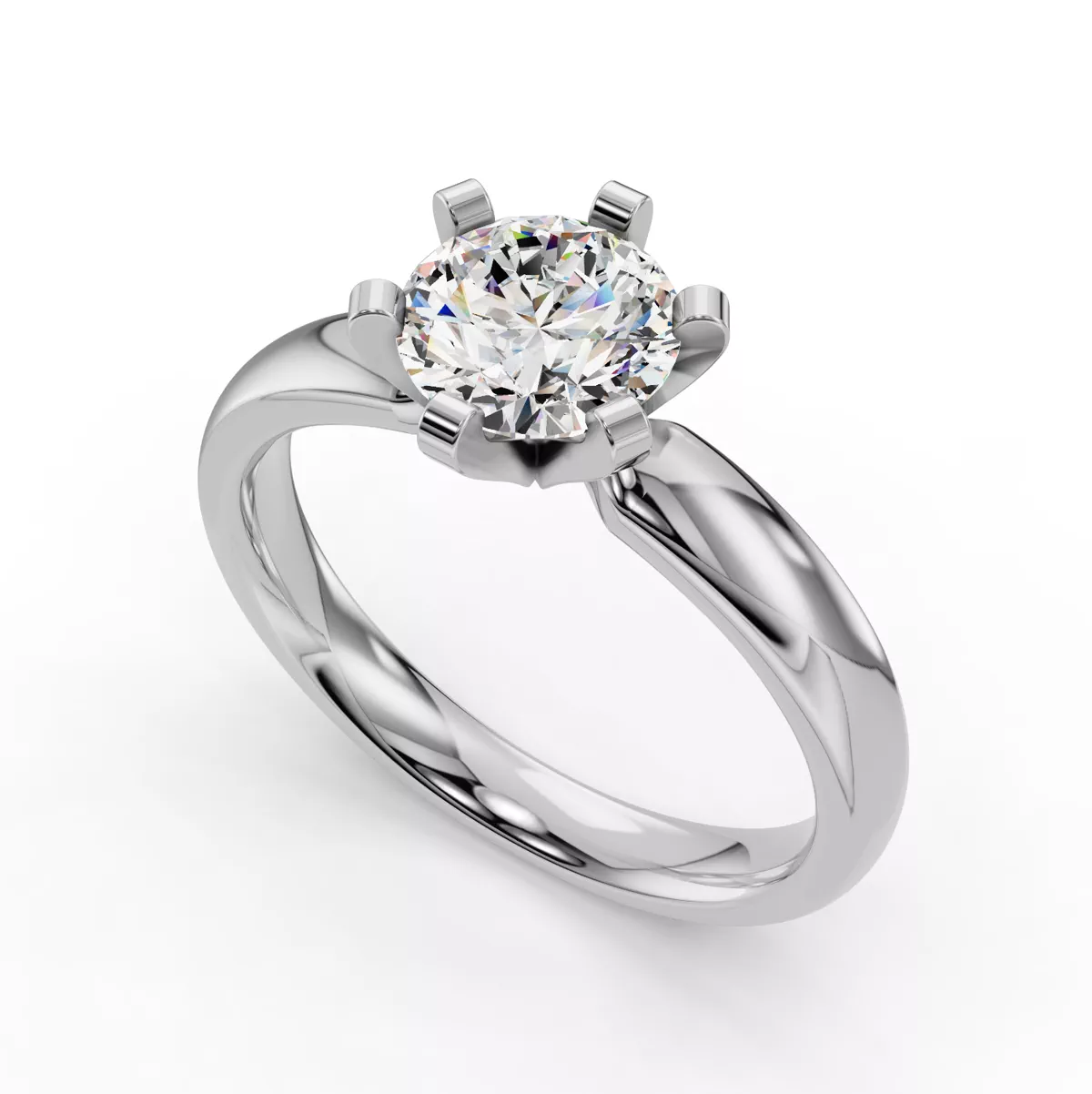 Ilana Six-Prong Solitaire Engagement Ring (2.7 mm) - 18K White Gold