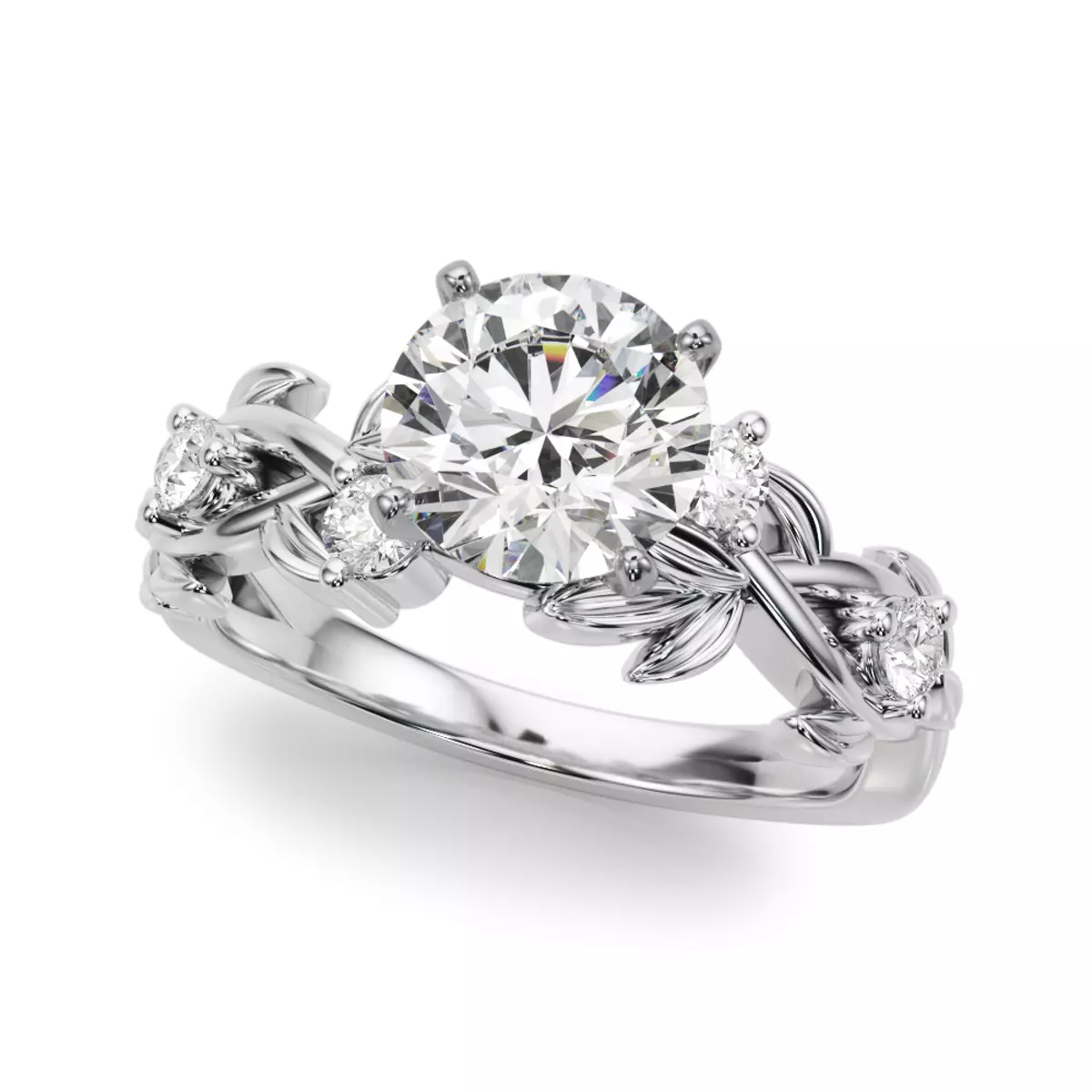 Flamenco Twisted Vine And Leaf Engagement Ring - Platinum