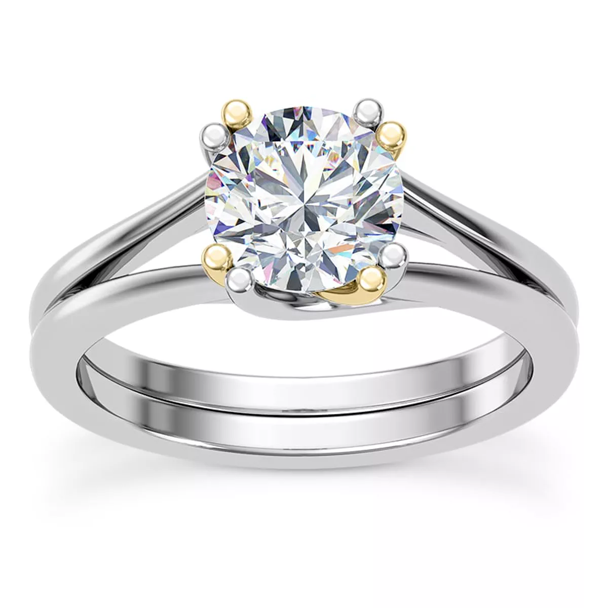 HALO TORNADE ゴールドリム 26インチ(2本セット) Tori Double Prong Mixed-Metal Hidden Halo Engagement Ring - 14K