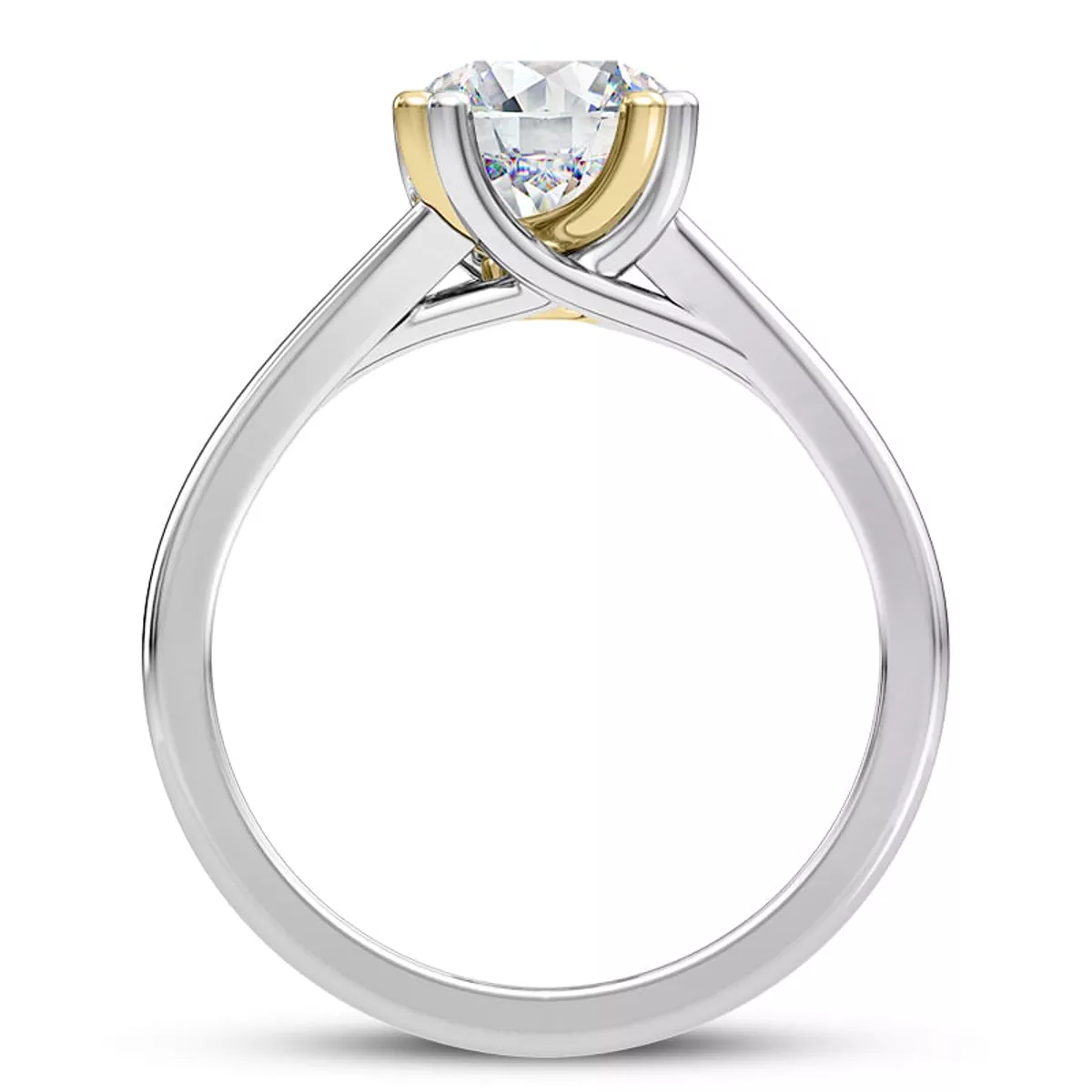 Tori Double Prong Mixed-Metal Hidden Halo Engagement Ring - 14K