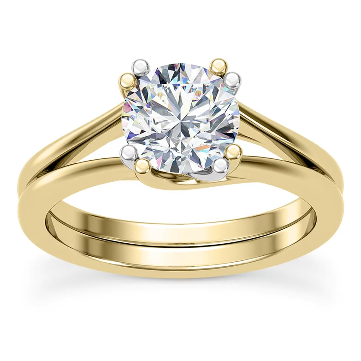 HALO TORNADE ゴールドリム 26インチ(2本セット) Tori Double Prong Mixed-Metal Hidden Halo Engagement Ring - 14K