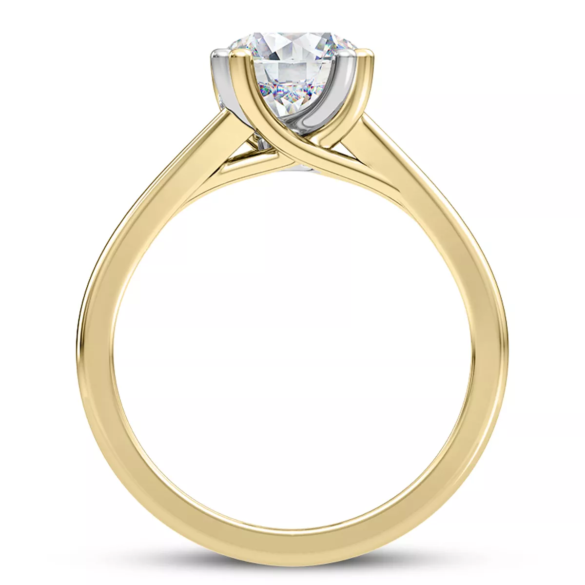 Tori Double Prong Mixed-Metal Hidden Halo Engagement Ring - 14K