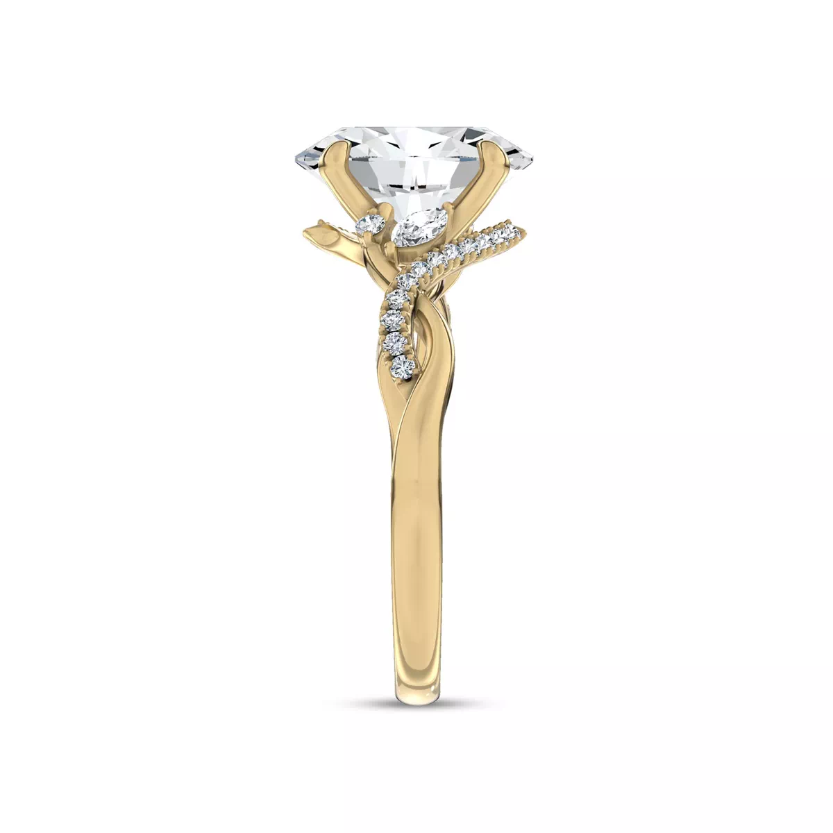 Petal Veil Lab Engagement Ring by Christian Siriano - 14K Yellow Gold