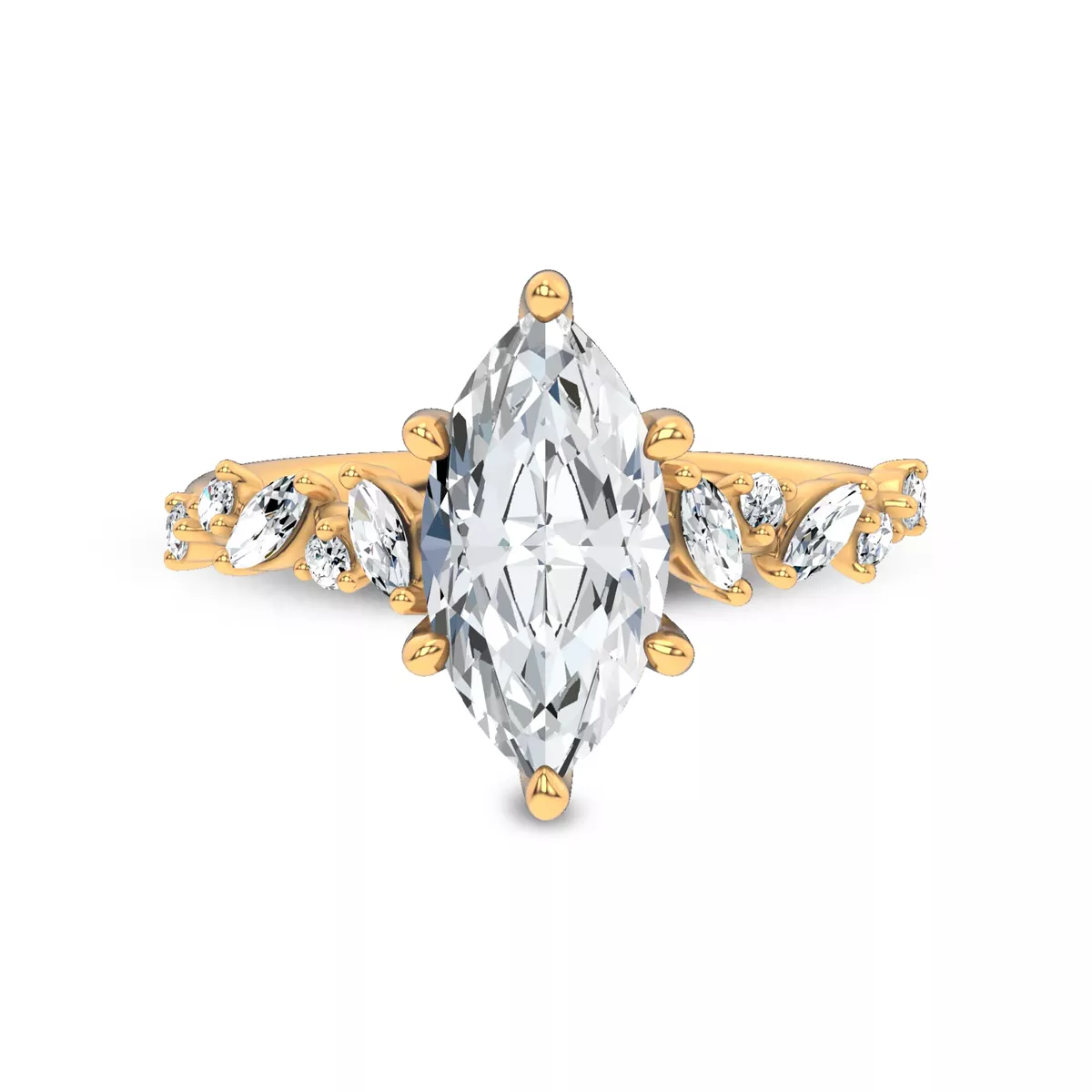 Hayley Scattered Lab Diamond Engagement Ring - 18K Yellow Gold