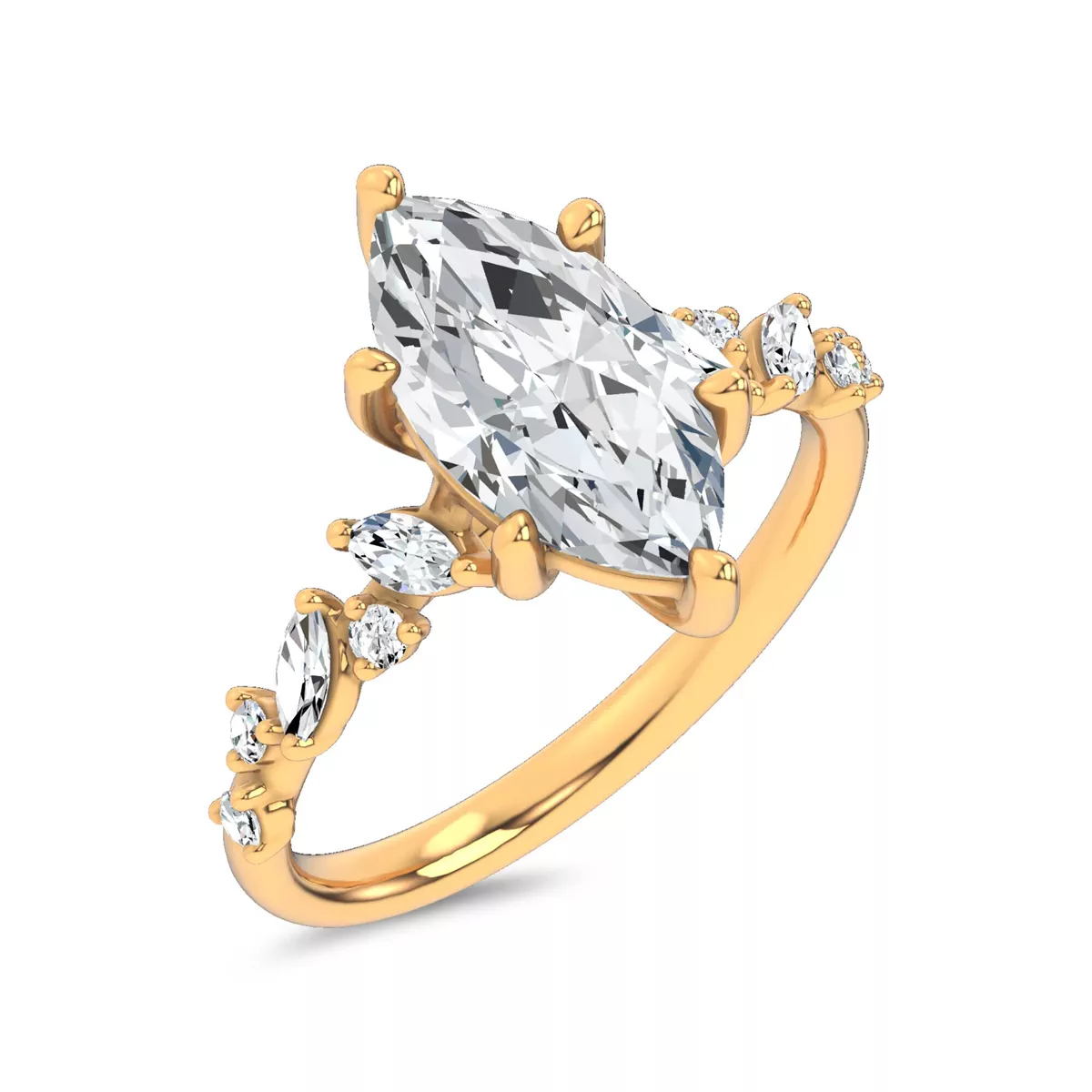 Hayley Scattered Lab Diamond Engagement Ring - 18K Yellow Gold