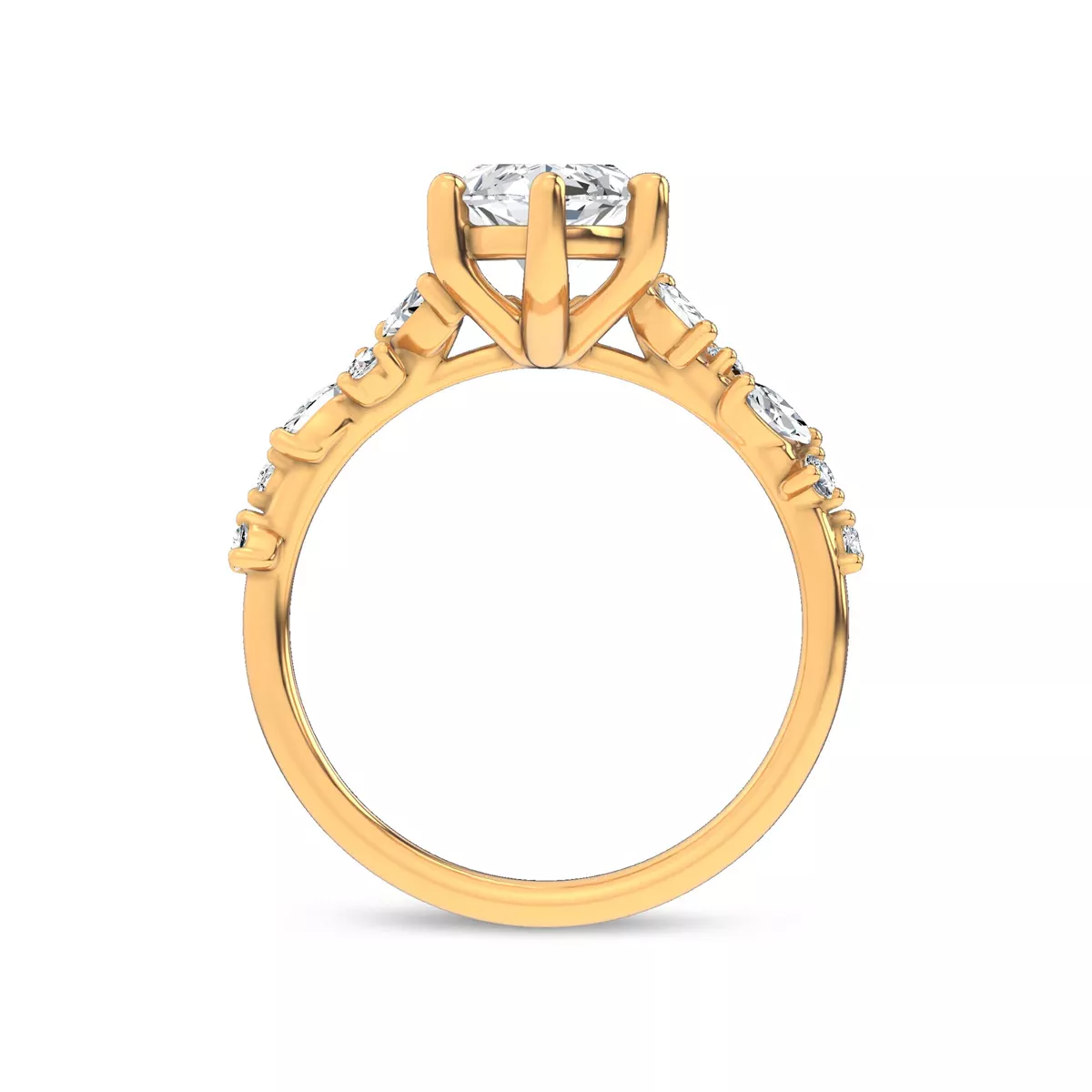 Hayley Scattered Lab Diamond Engagement Ring - 18K Yellow Gold