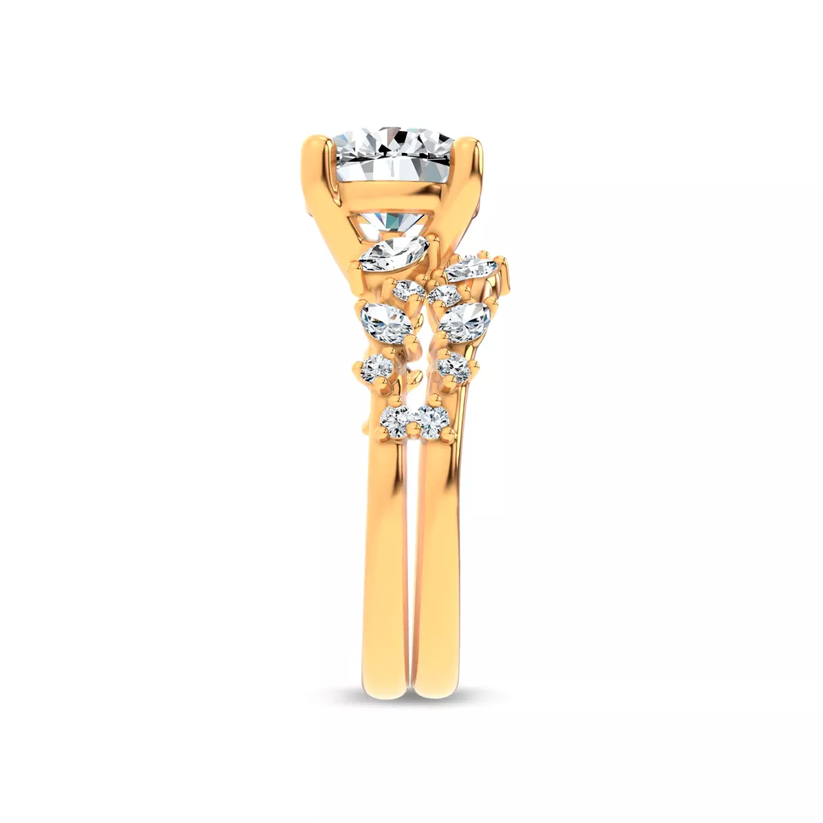 Hayley Scattered Lab Diamond Engagement Ring - 18K Yellow Gold
