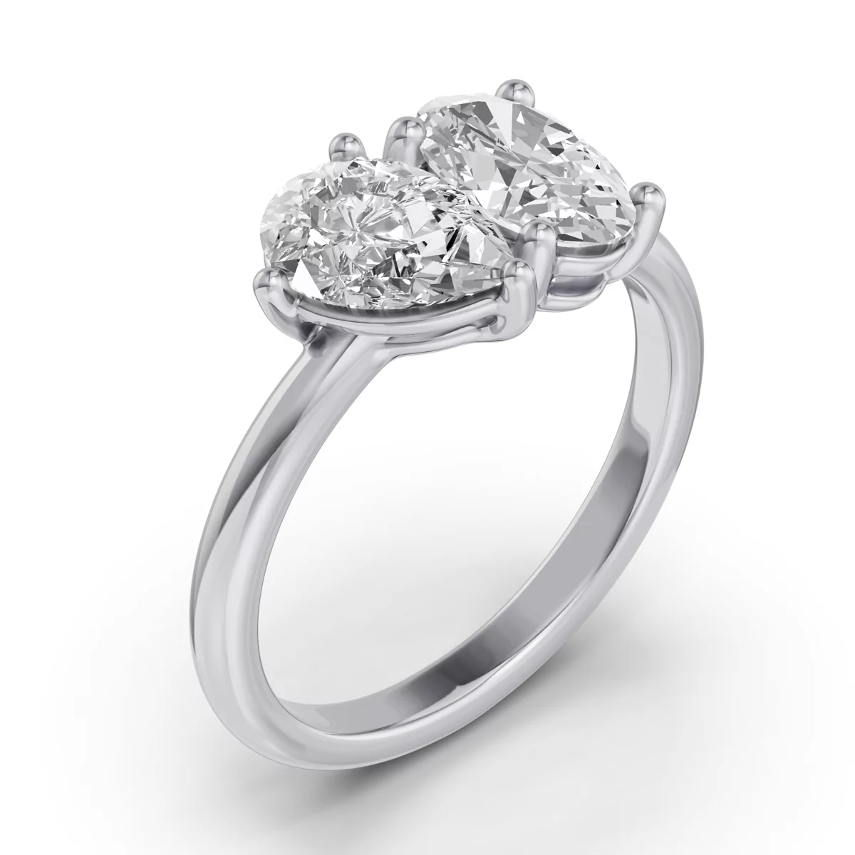 Toi Et Moi Oval & Pear Lab Diamond Ring (2.00 ct. tw.) - 14K White 
