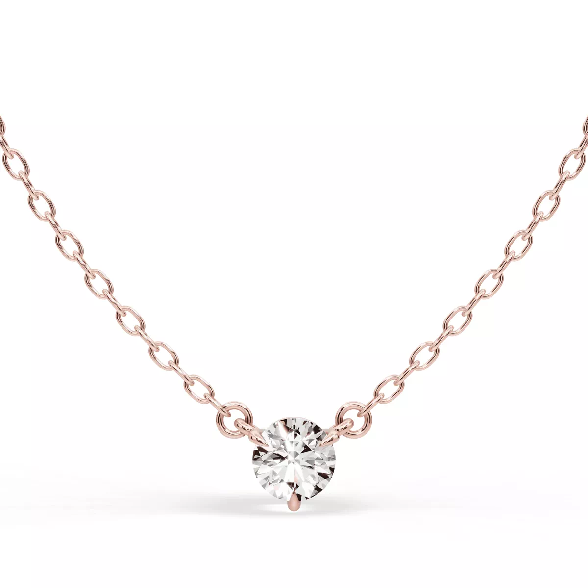 thumbnail image 2 of 3 Ct Round Cut Lab-Created Zircon Solitaire Pendant – 14k White Gold, 16" Box Chain 2 of 5