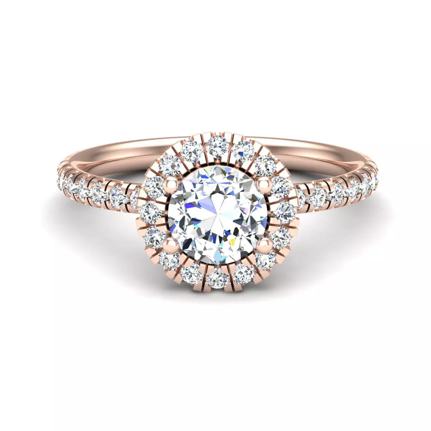Radiant Halo Frame 14K Rose Gold Engagement Ring
