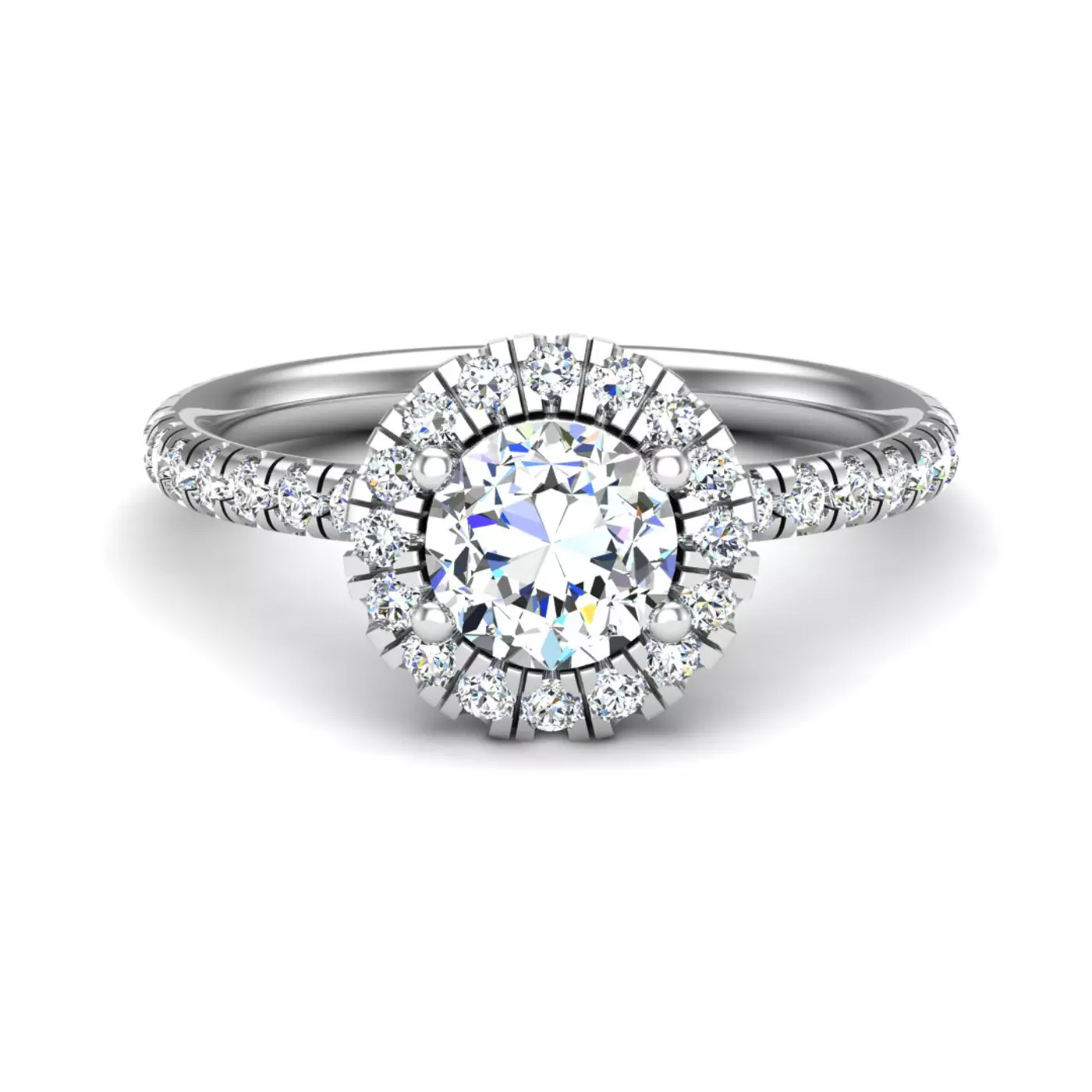 Radiant Halo Frame 18K White Gold Engagement Ring