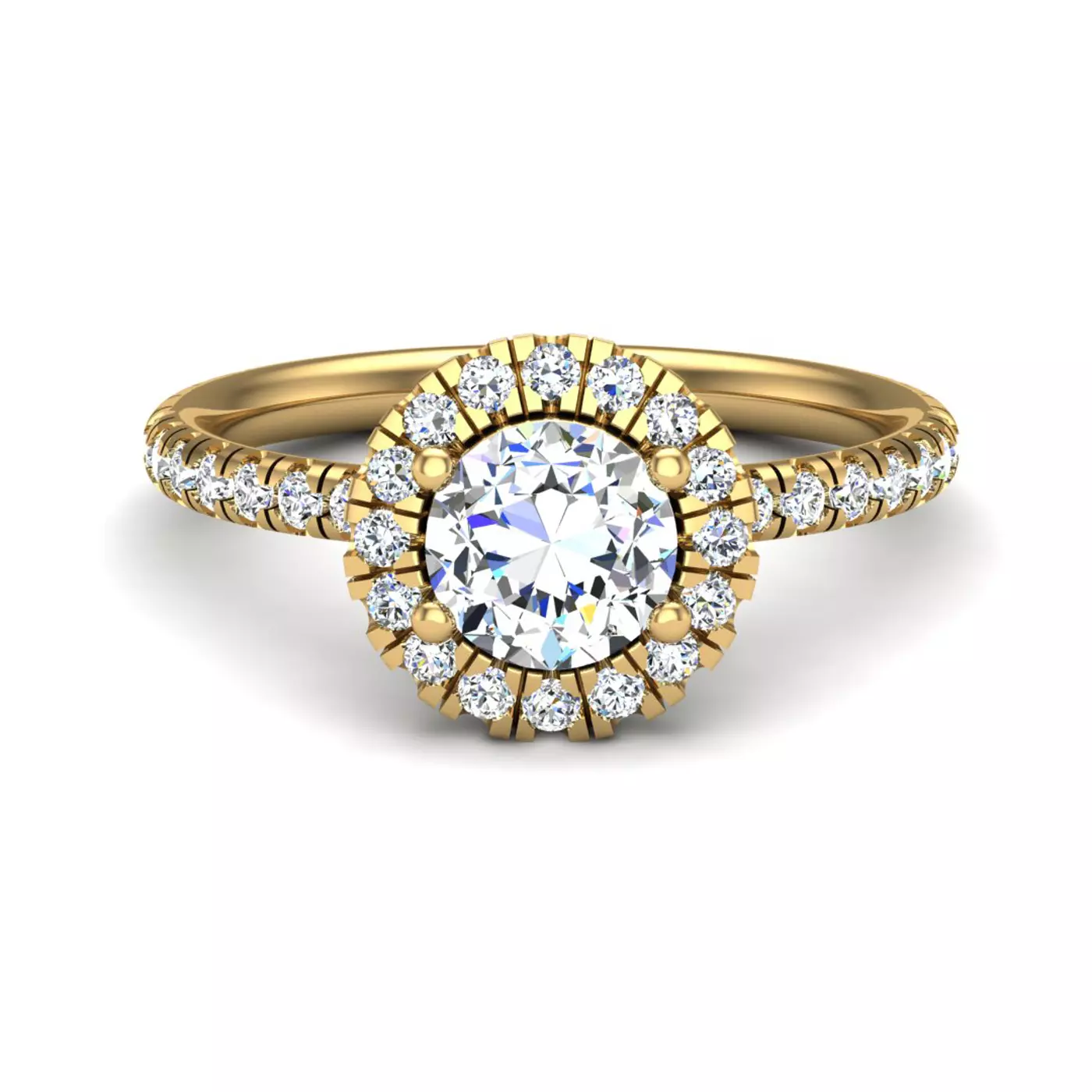 Radiant Halo Frame 18K Yellow Gold Engagement Ring
