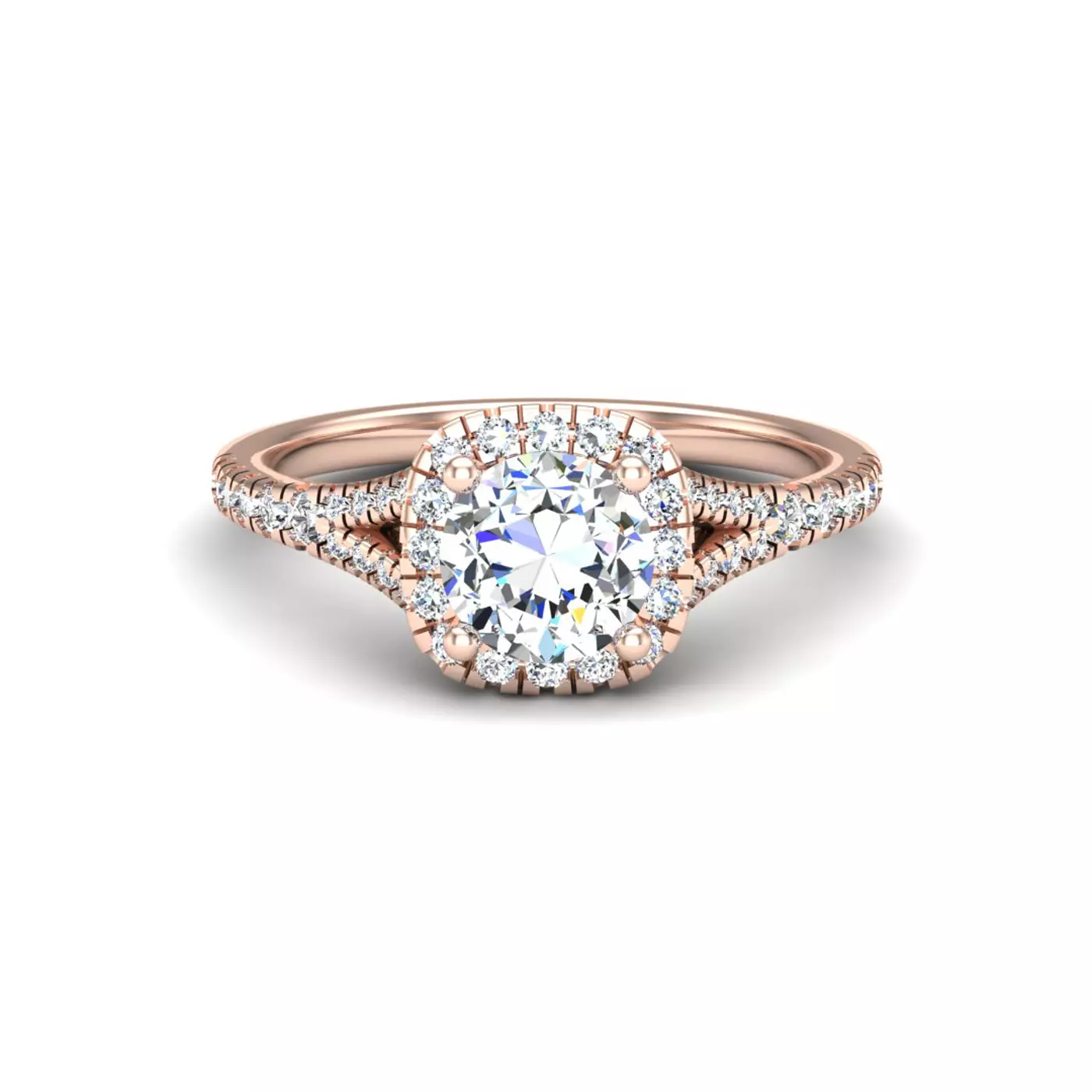 Radiant Halo Frame 14K Rose Gold Engagement Ring
