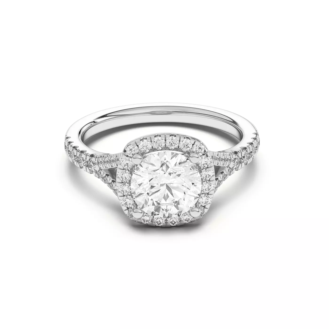 Radiant Halo Frame 14K White Gold Engagement Ring