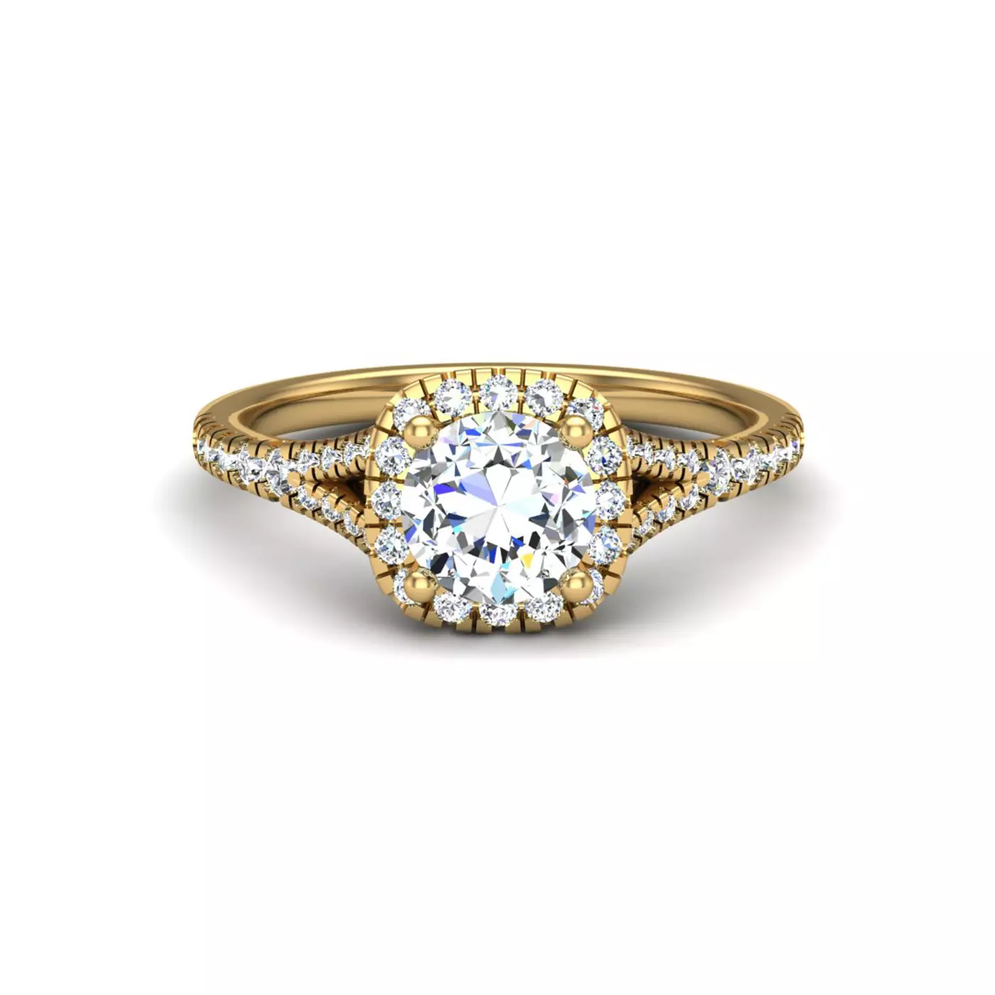 Radiant Halo Frame 14K Yellow Gold Engagement Ring