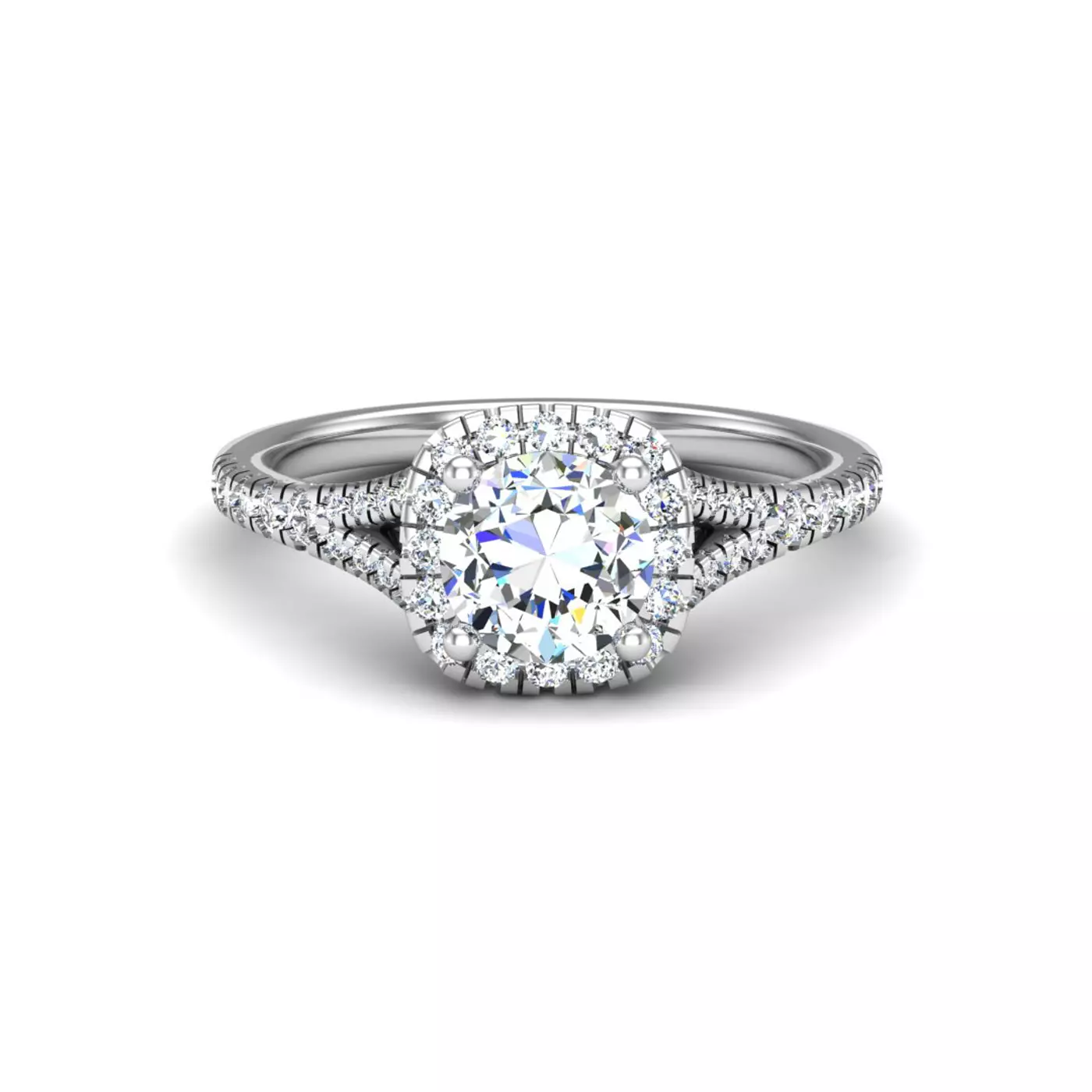 Radiant Halo Frame 18K White Gold Engagement Ring