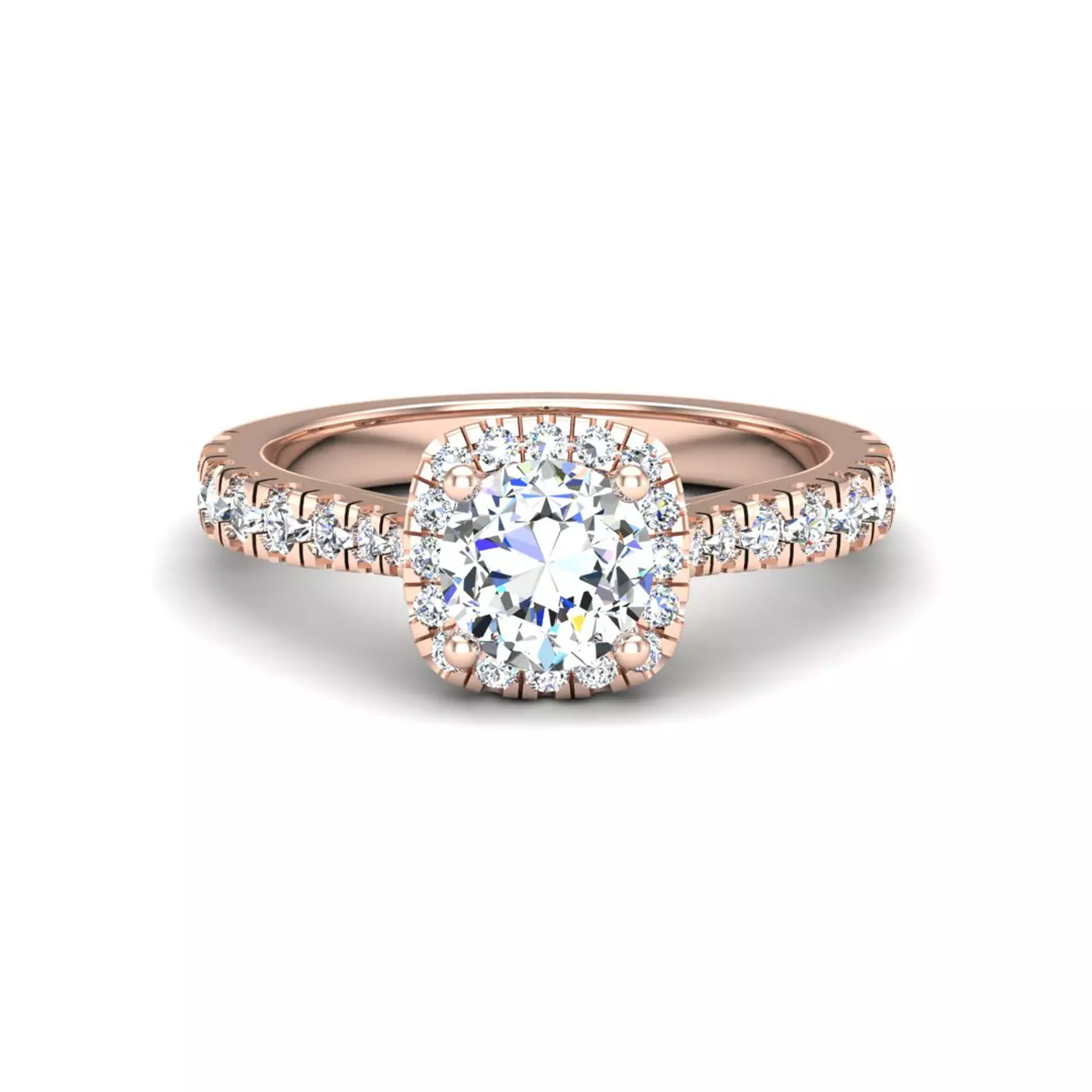 Cushion Halo 14K Rose Gold Engagement Ring