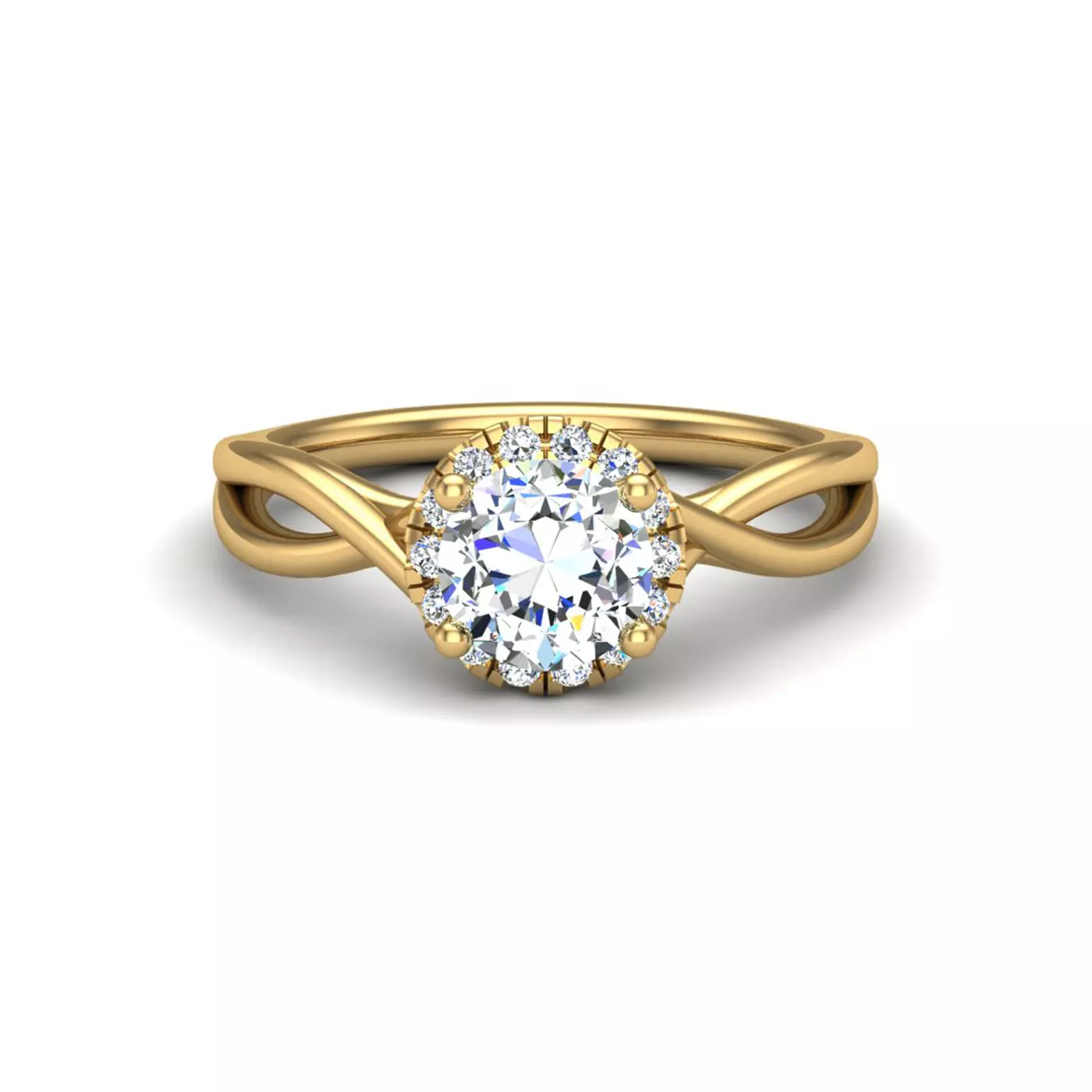 Radiant Halo Frame 14K Yellow Gold Engagement Ring