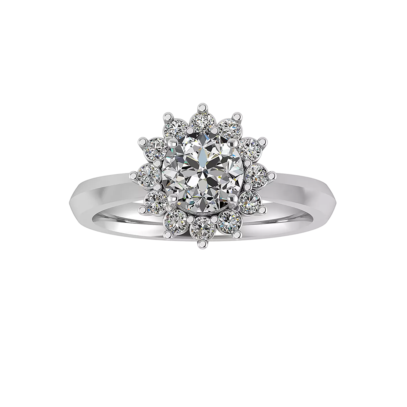 Radiant Halo Frame Platinum Engagement Ring