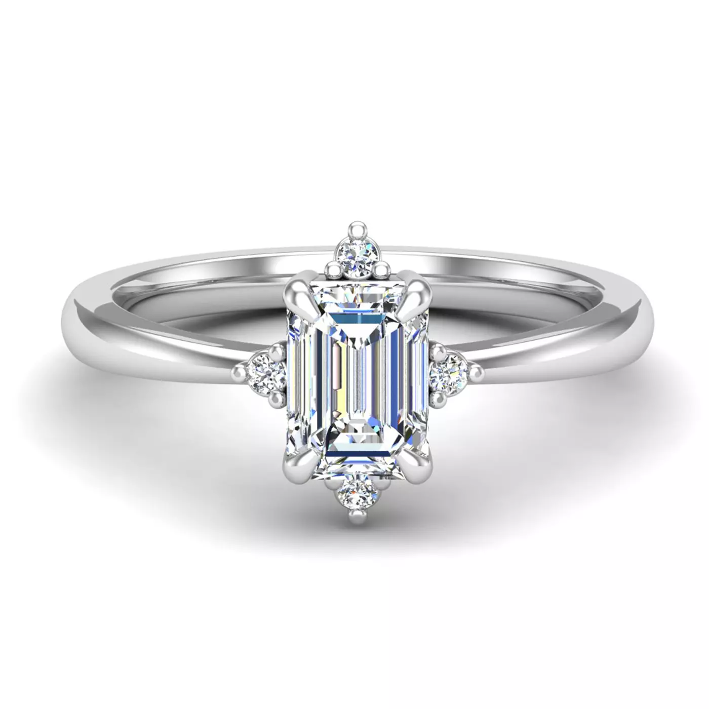 Radiant Halo Frame 14K White Gold Engagement Ring