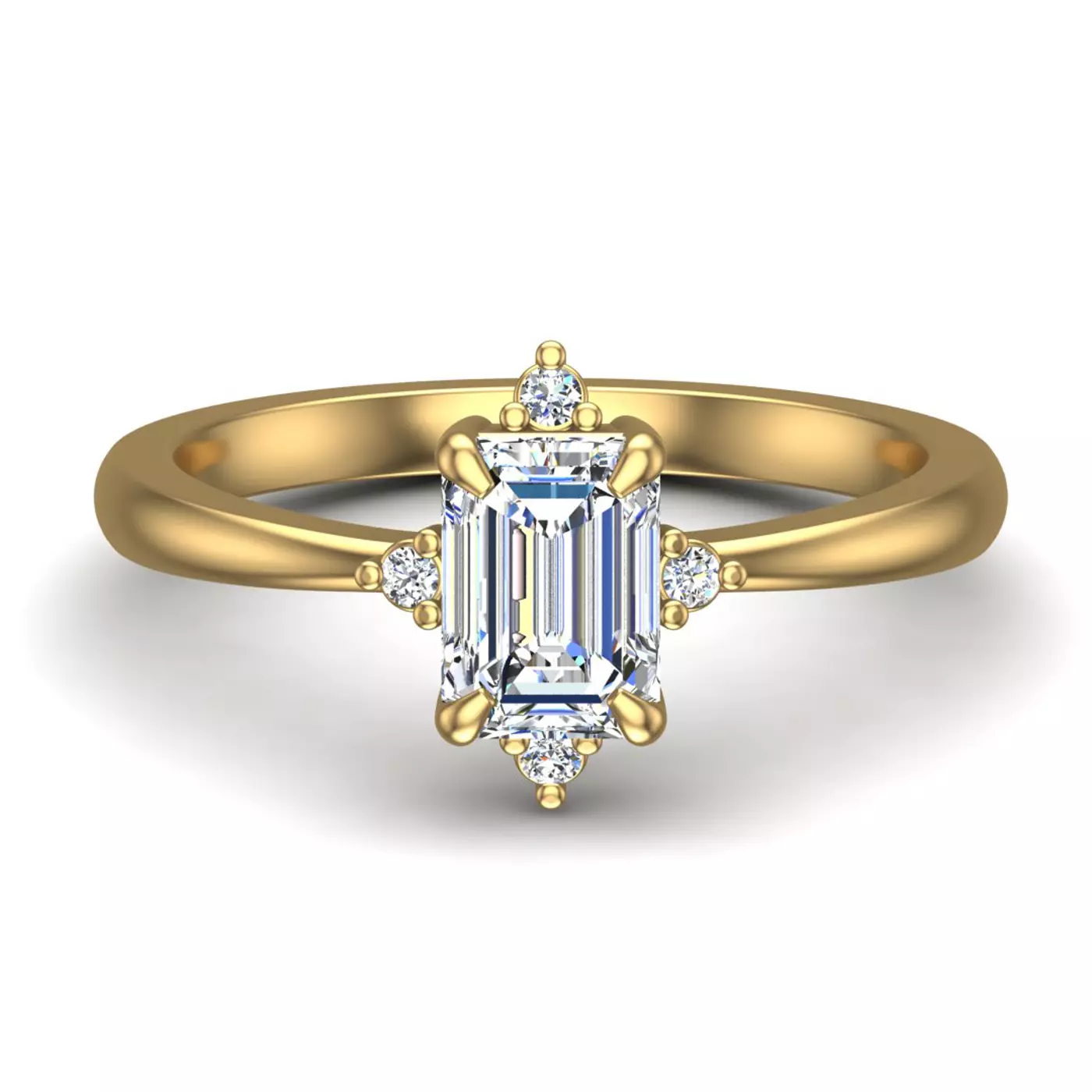 Radiant Halo Frame 14K Yellow Gold Engagement Ring