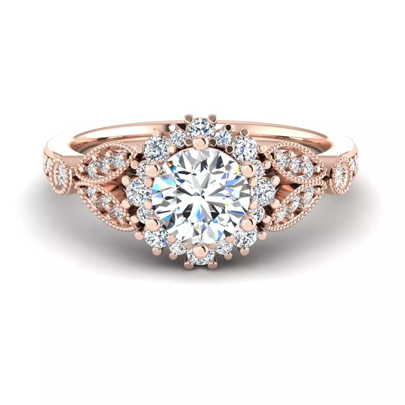 Brilliant Halo Frame 14K Rose Gold Engagement Ring