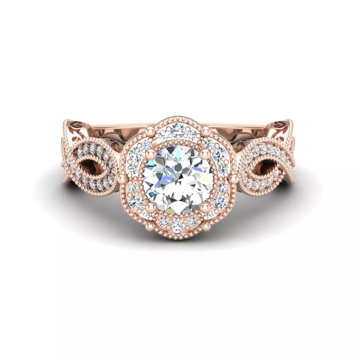 Radiant Halo Frame 14K Rose Gold Engagement Ring