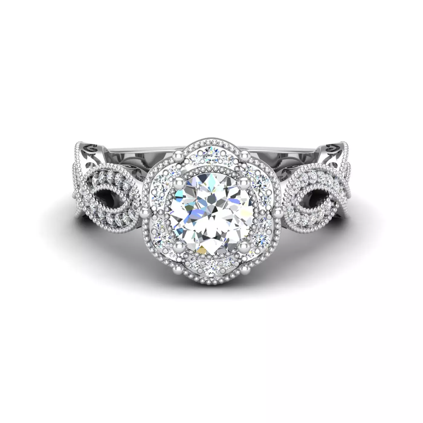 Radiant Halo Frame Platinum Engagement Ring