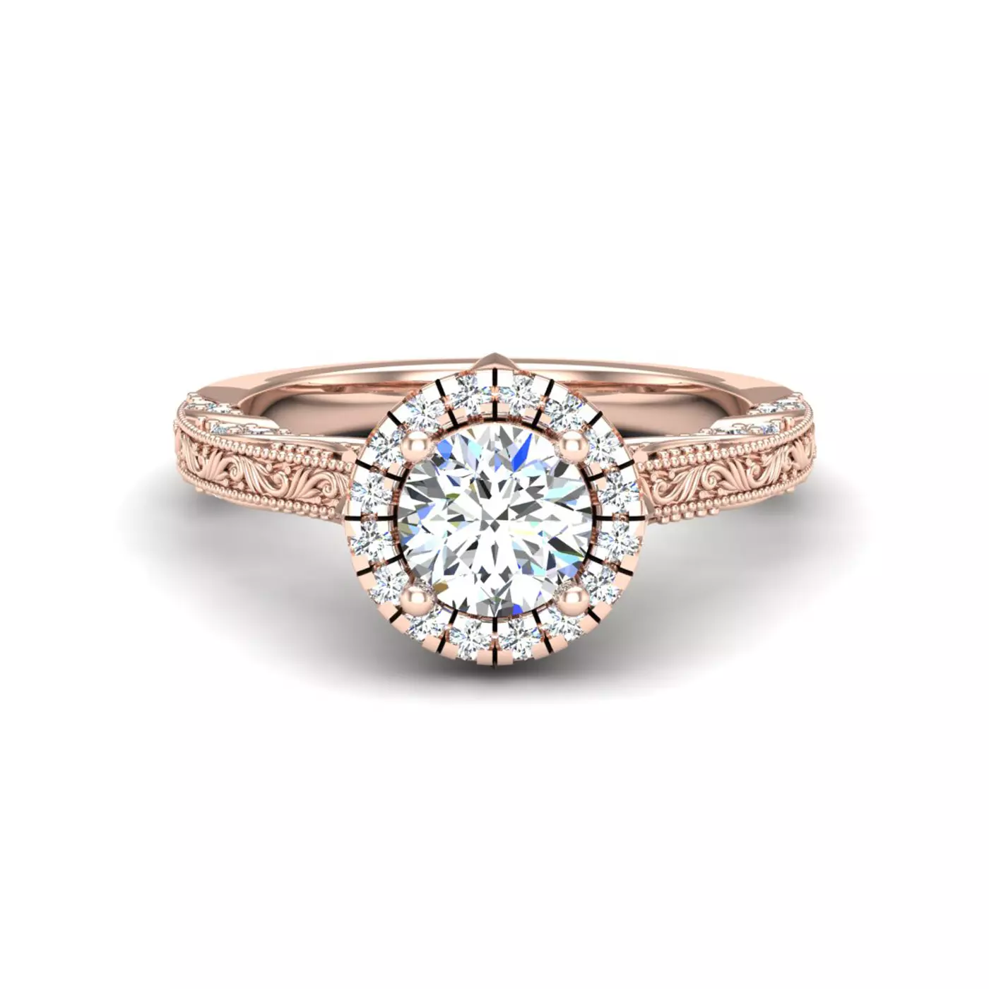 Radiant Halo Frame 14K Rose Gold Engagement Ring