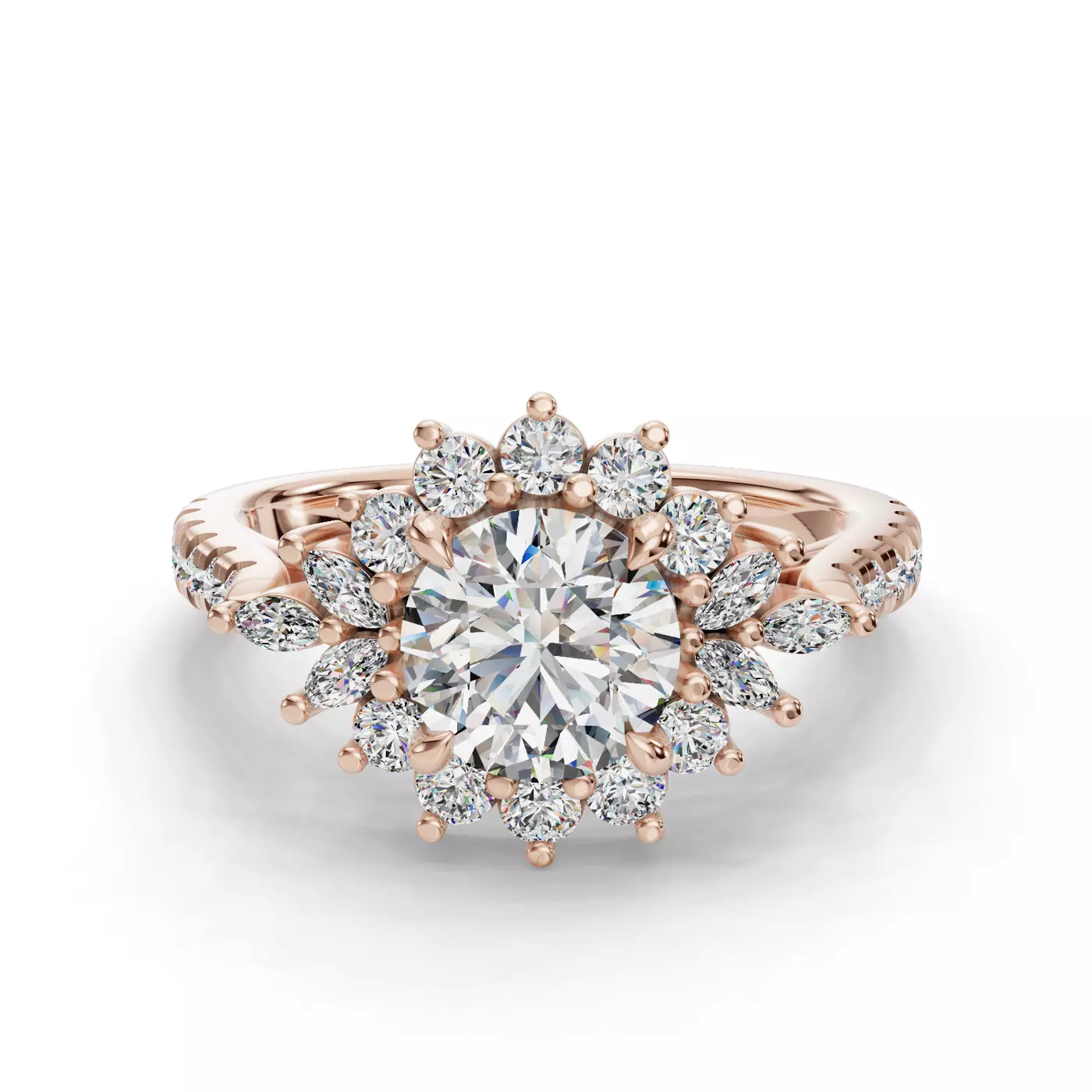 Radiant Halo Frame 14K Rose Gold Engagement Ring