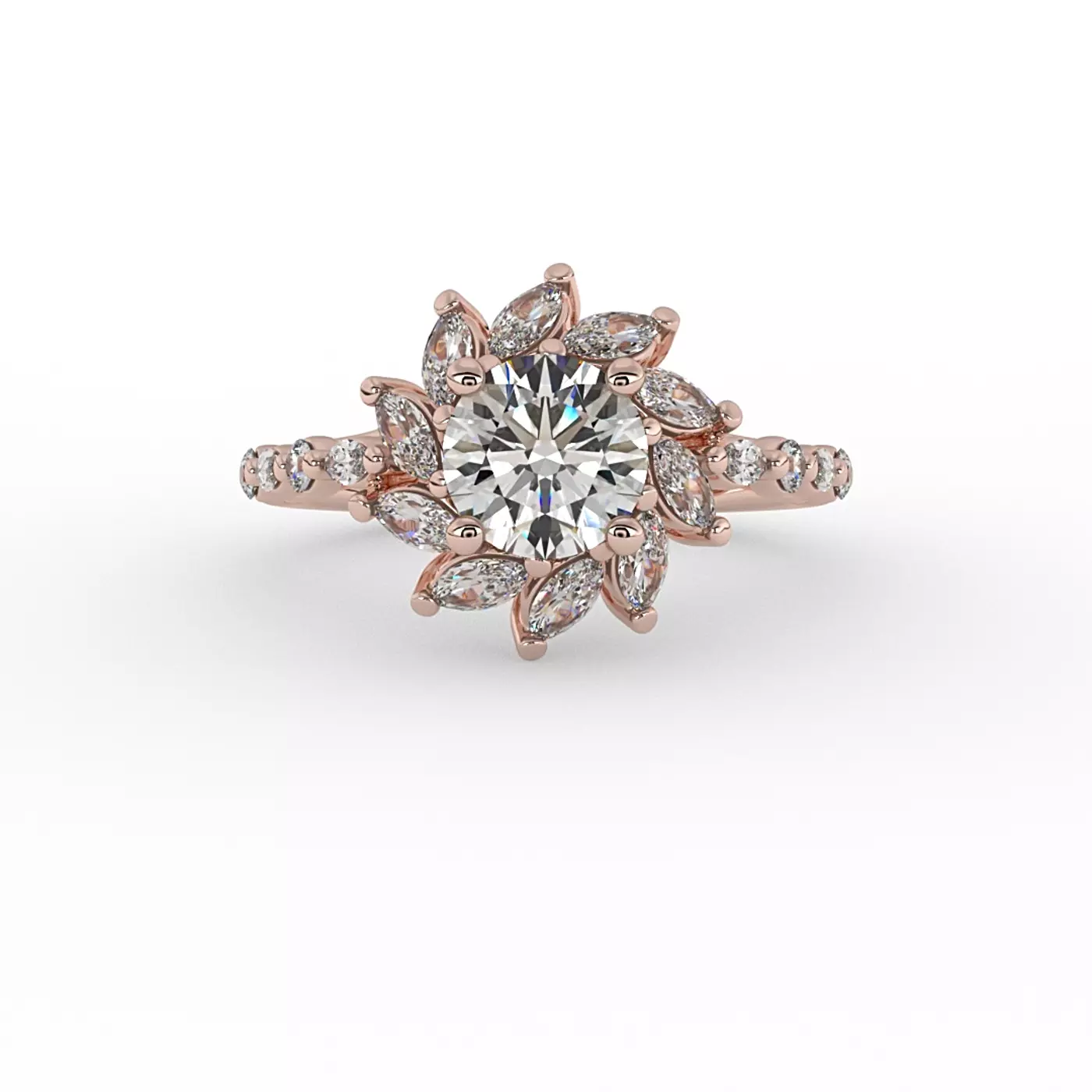 Radiant Halo Frame 14K Rose Gold Engagement Ring