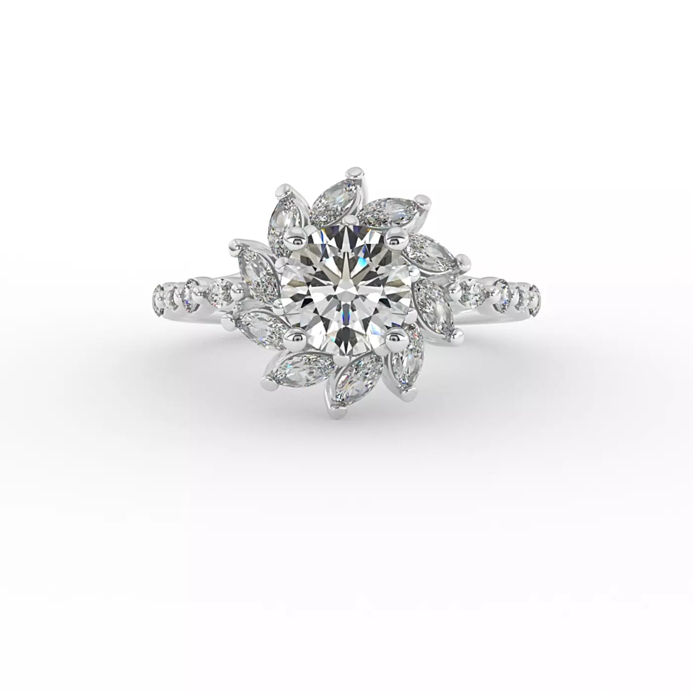 Radiant Halo Frame Platinum Engagement Ring