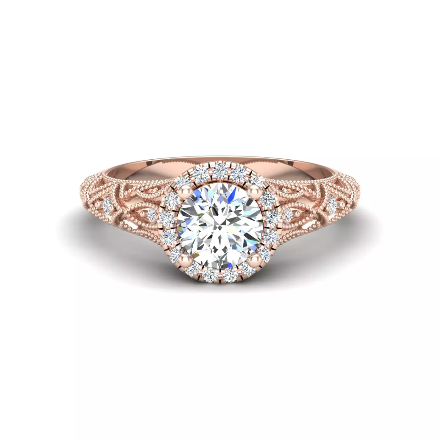 Radiant Halo Frame 14K Rose Gold Engagement Ring