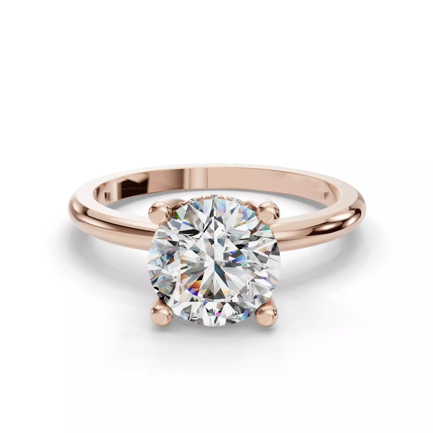 12-Stone Hidden Halo 14K Rose Gold Engagement Ring