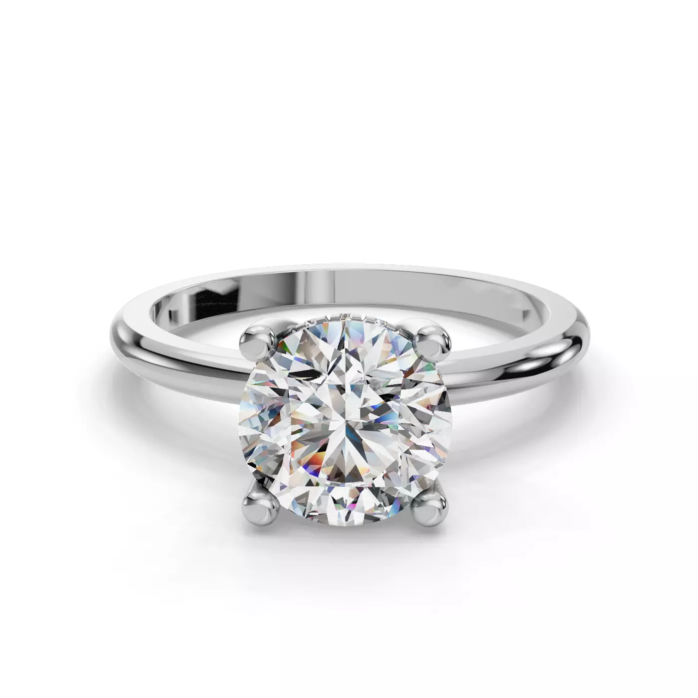 12-Stone Hidden Halo 14K White Gold Engagement Ring