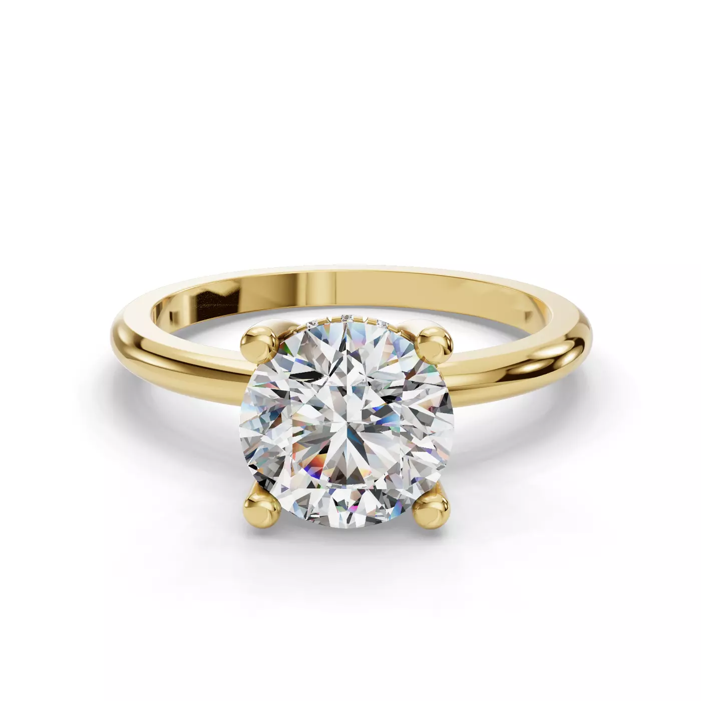 12-Stone Hidden Halo 18K Yellow Gold Engagement Ring