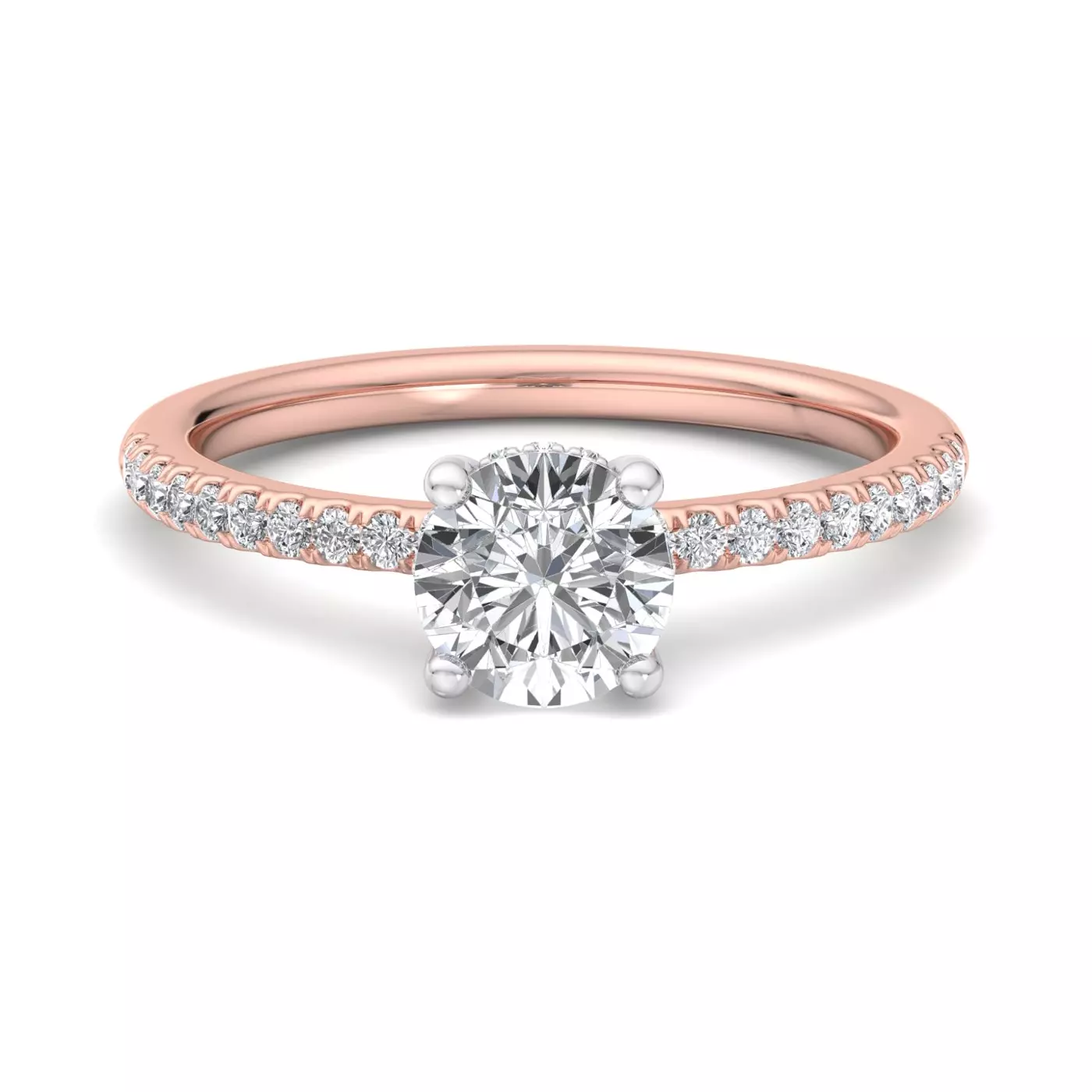Hidden Halo Sparkle 14K Rose Gold Engagement Ring