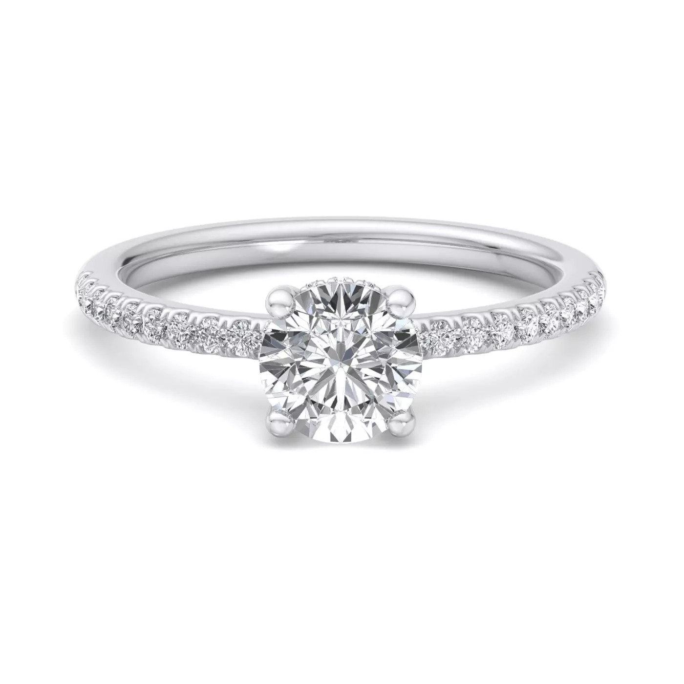 Hidden Halo Sparkle 14K White Gold Engagement Ring