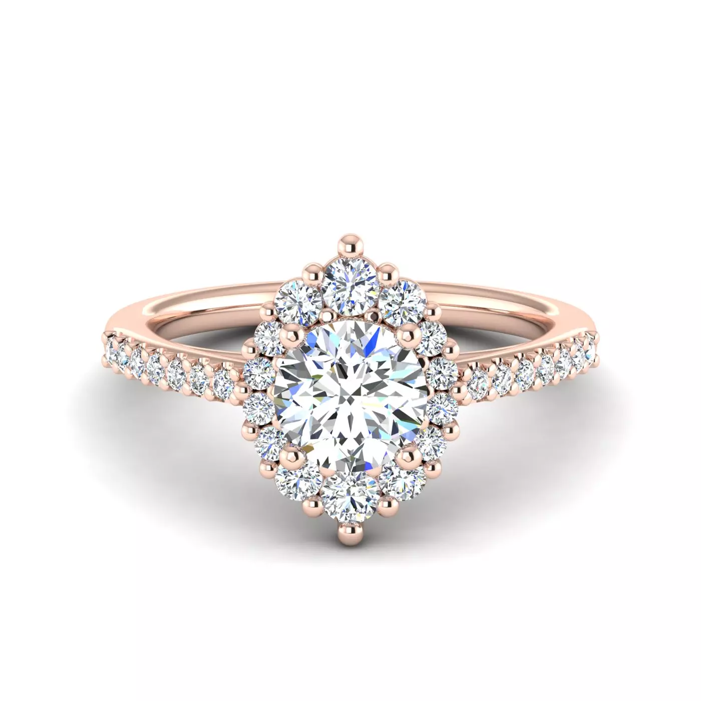 Radiant Halo Frame 14K Rose Gold Engagement Ring
