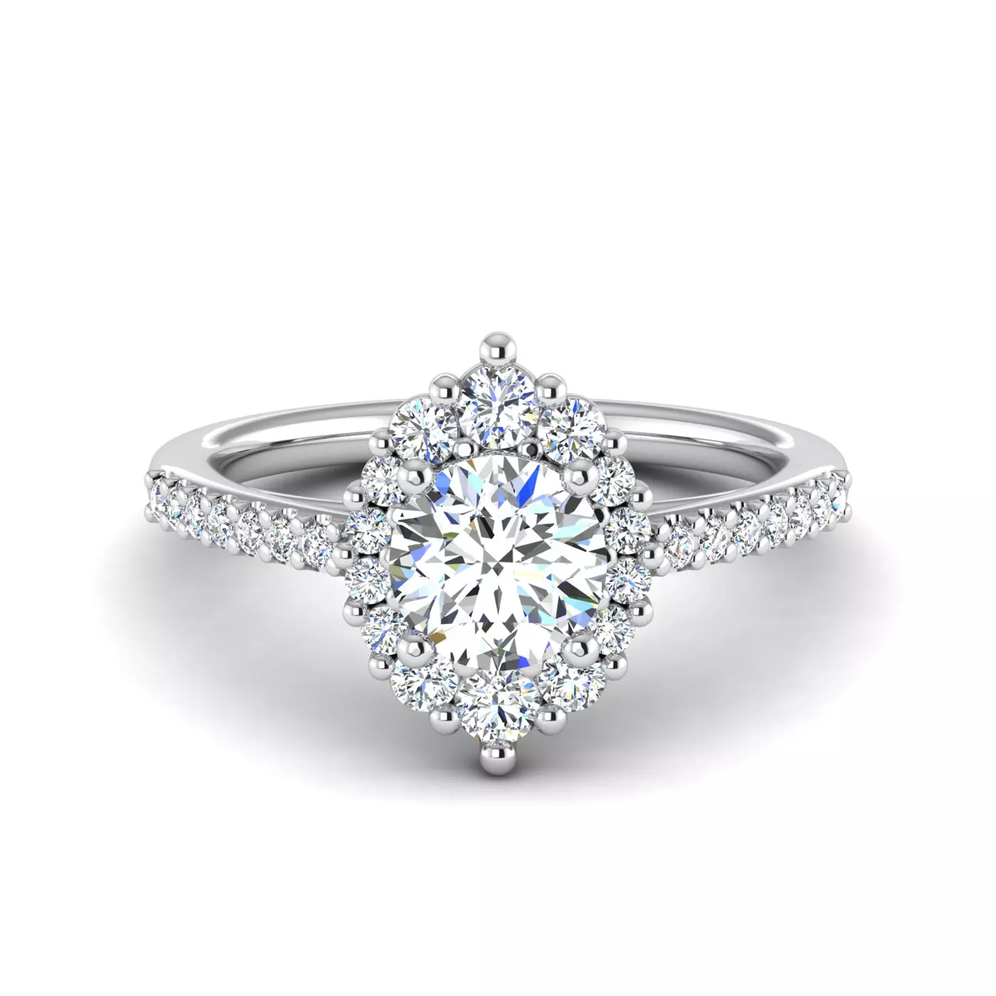 Radiant Halo Frame 14K White Gold Engagement Ring