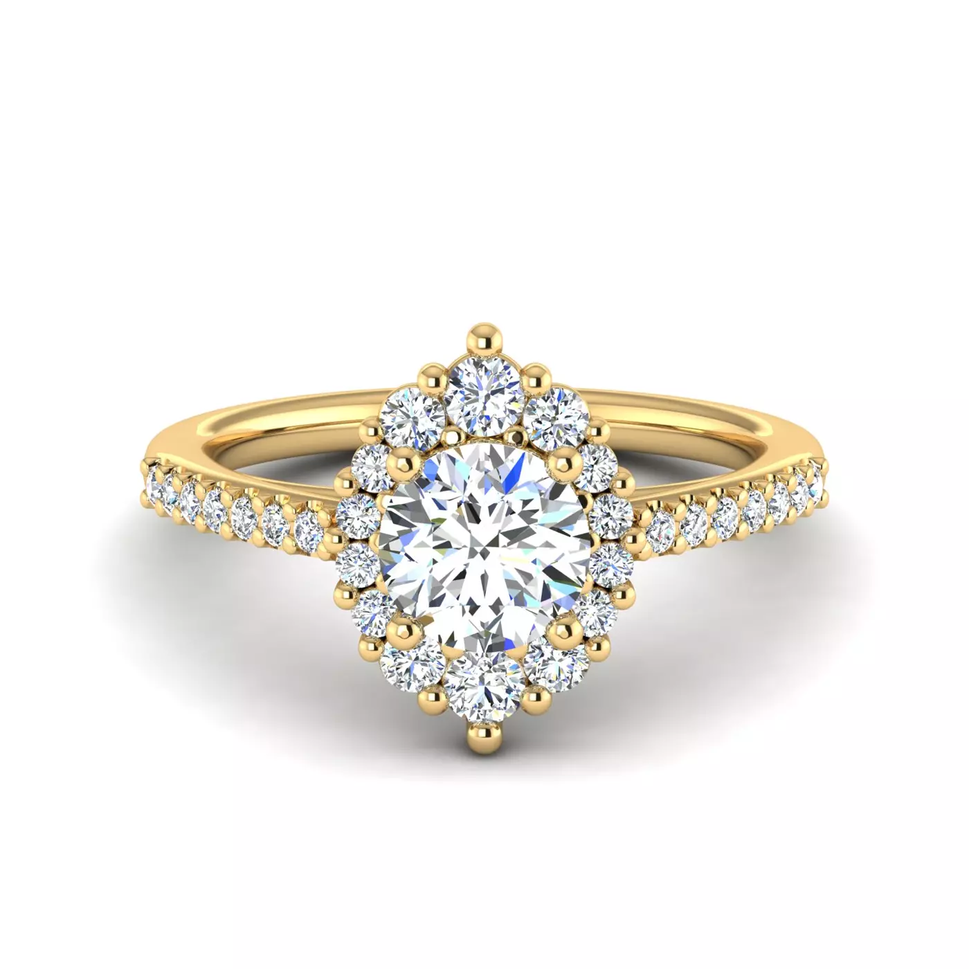 Radiant Halo Frame 14K Yellow Gold Engagement Ring