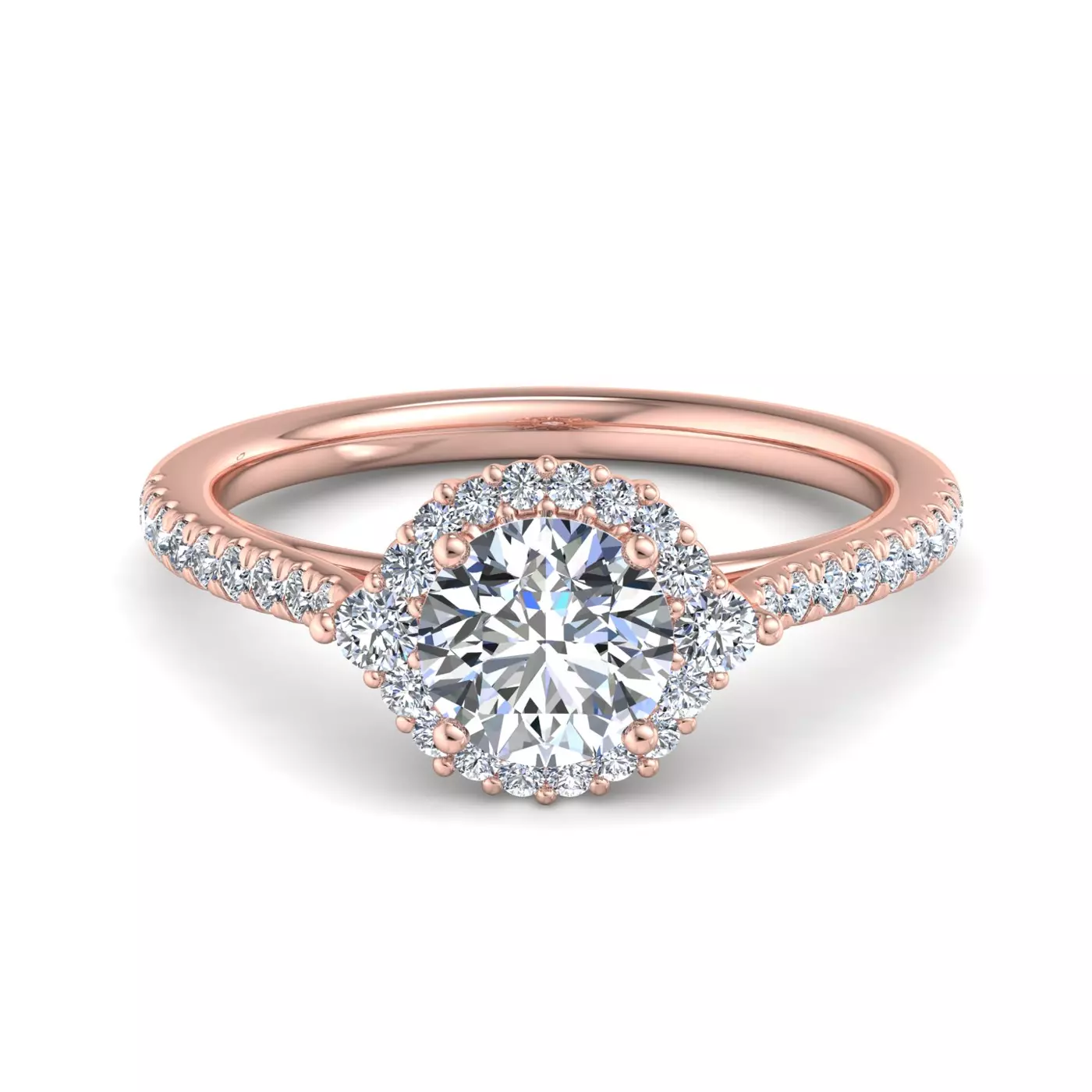 Radiant Halo Design 14K Rose Gold Engagement Ring