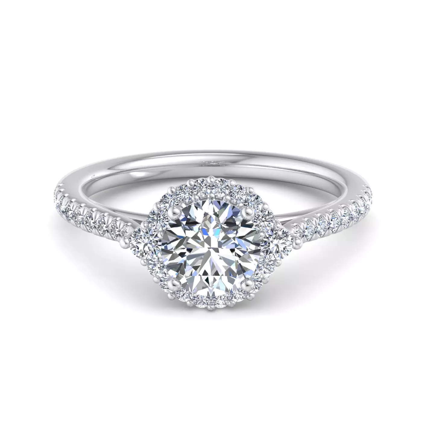 Radiant Halo Design 14K White Gold Engagement Ring