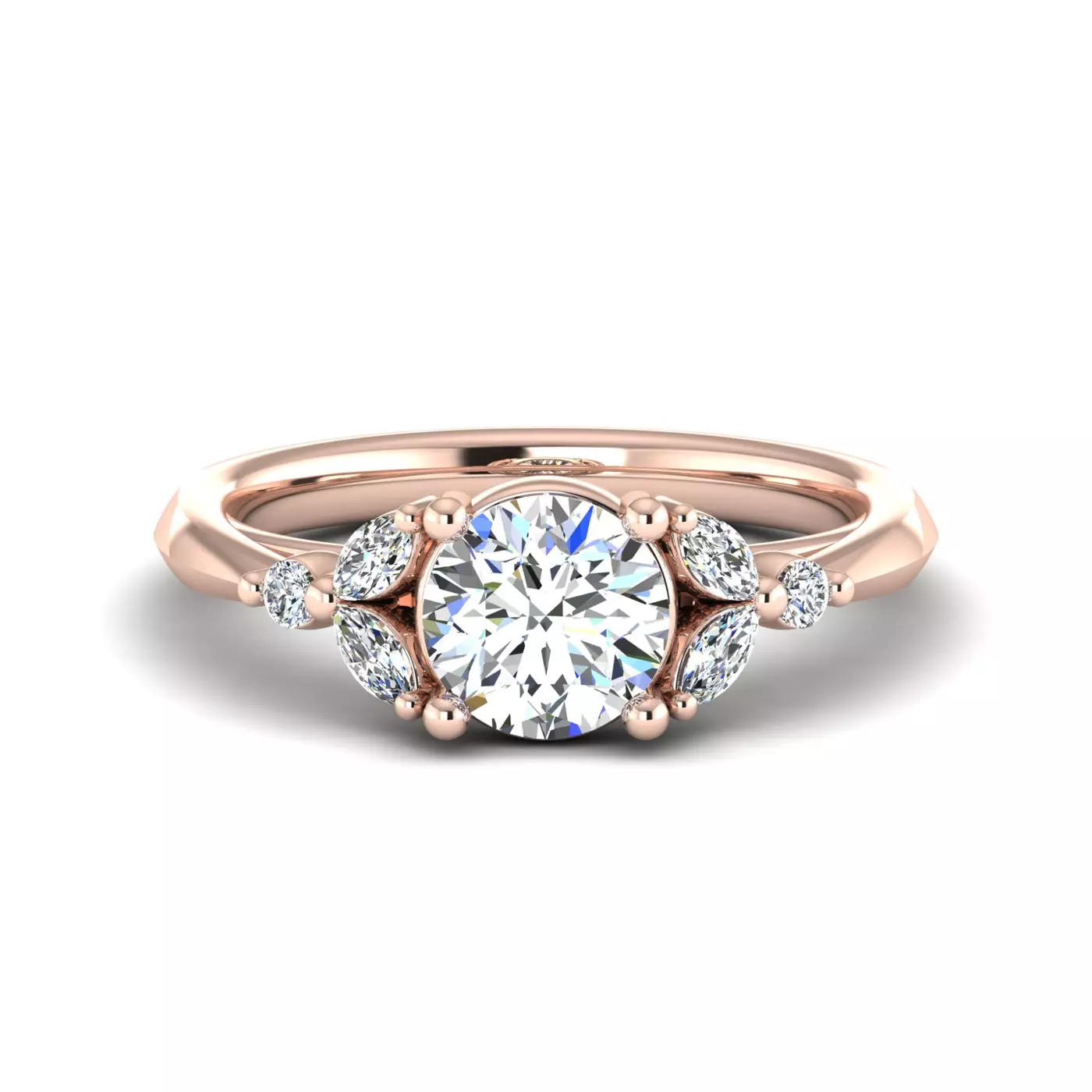 Brilliant Side Accents 14K Rose Gold Engagement Ring