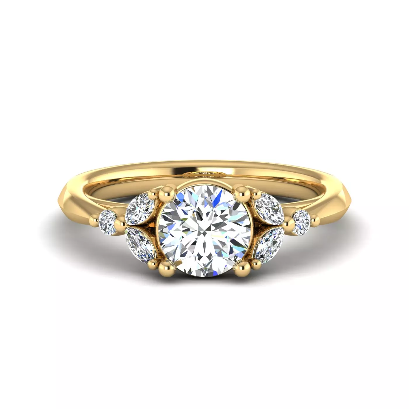 Brilliant Side Accents 14K Yellow Gold Engagement Ring