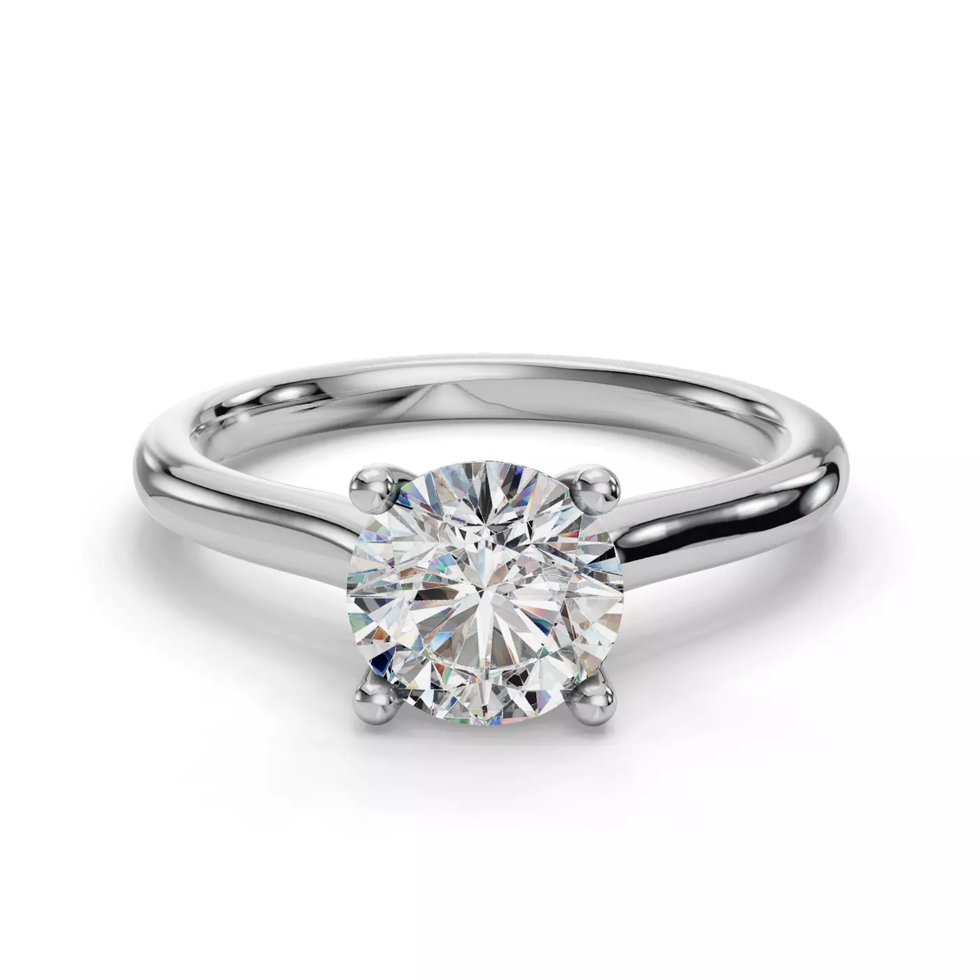 Cathedral Profile 14K White Gold Engagement Ring