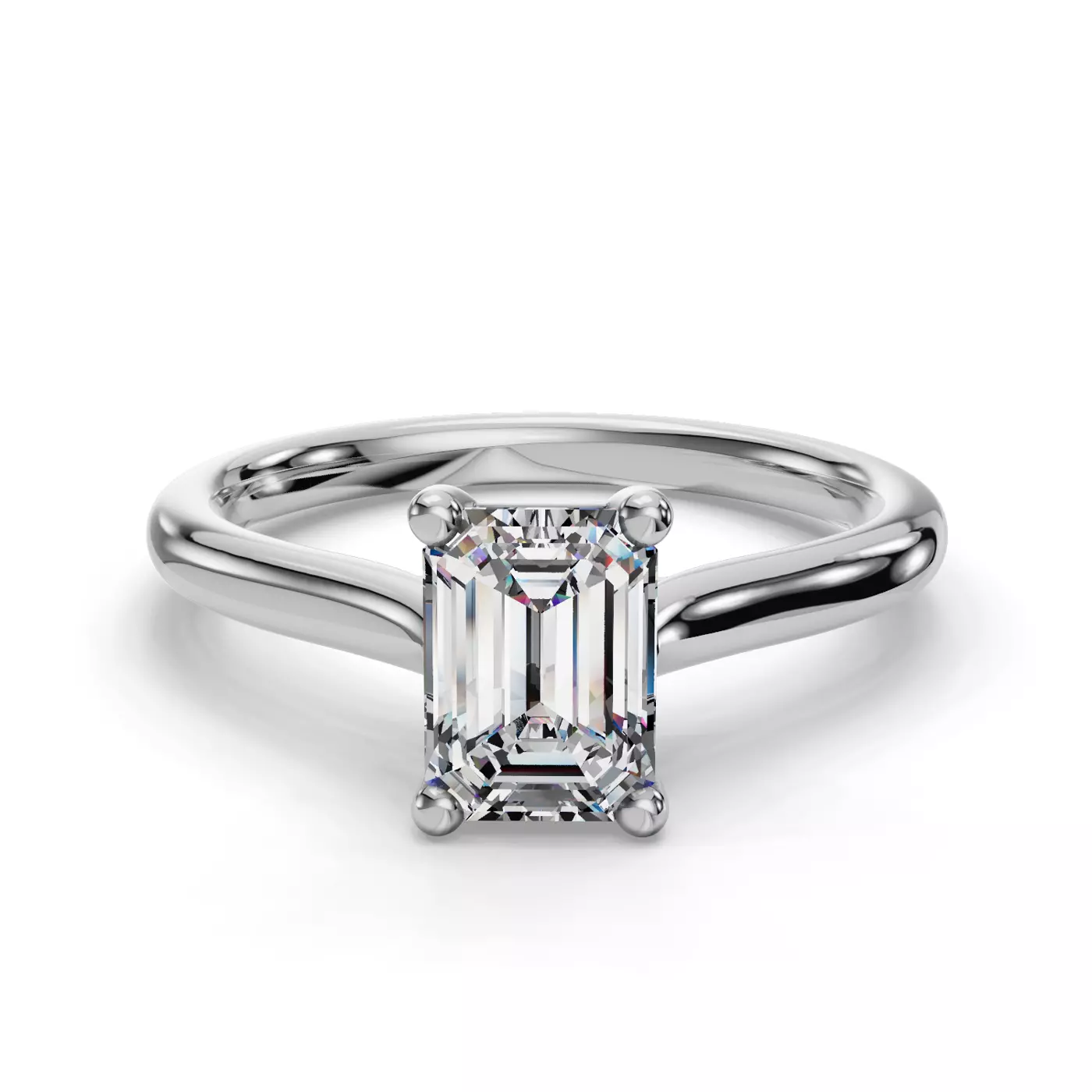 Cathedral Profile 14K White Gold Engagement Ring