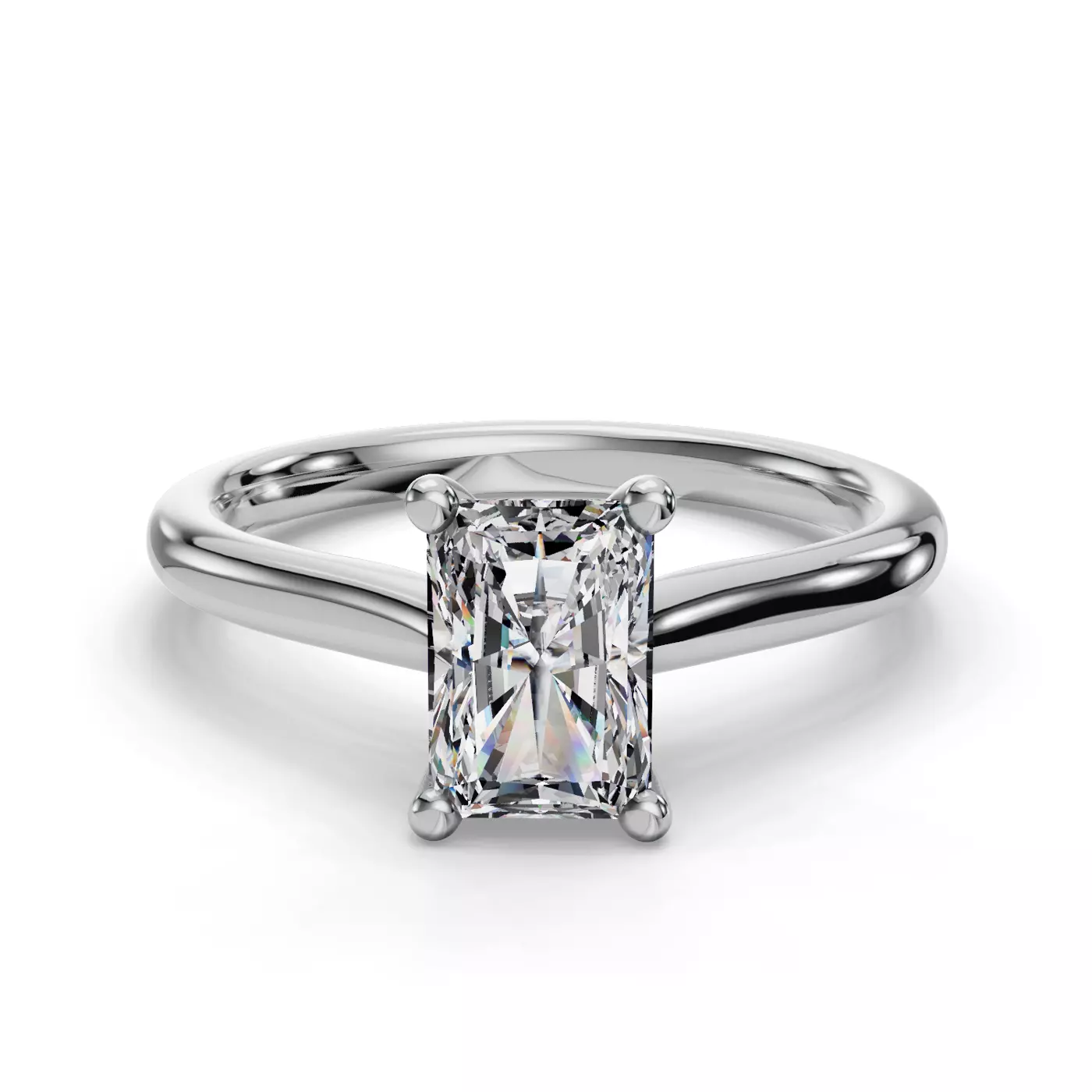 Cathedral Profile 14K White Gold Engagement Ring