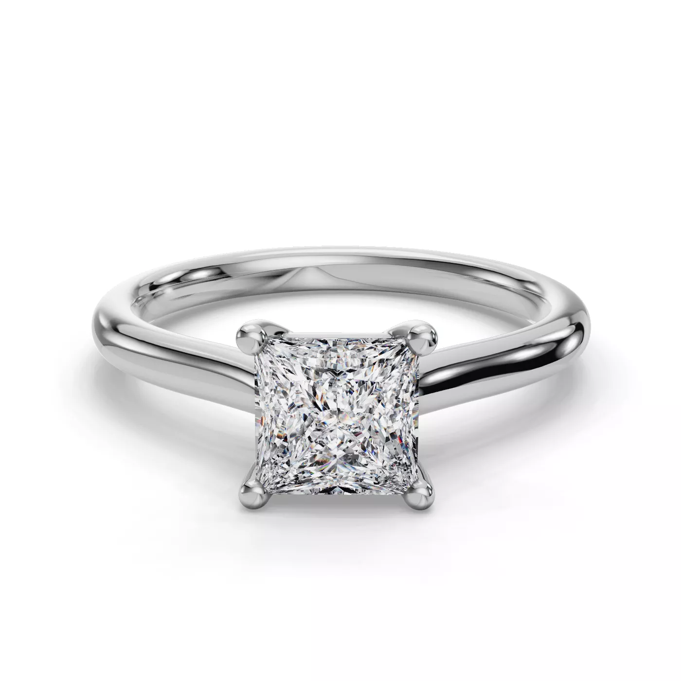 Cathedral Profile 18K White Gold Engagement Ring