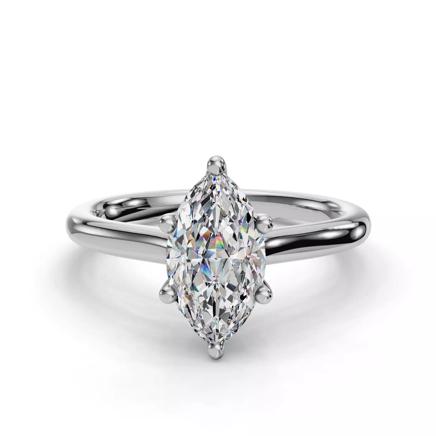 Cathedral Profile 18K White Gold Engagement Ring